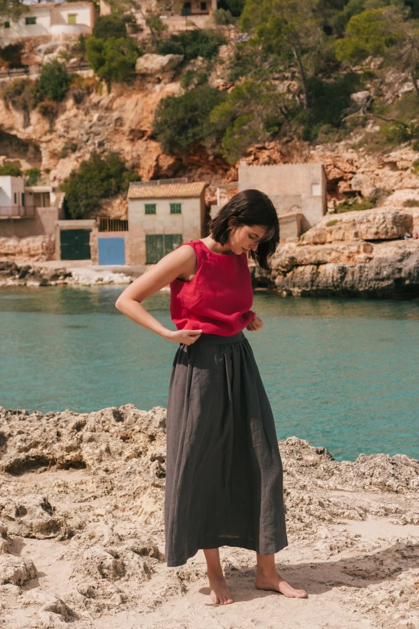Mona Women's Linen Long Skirt | Multiple Colours