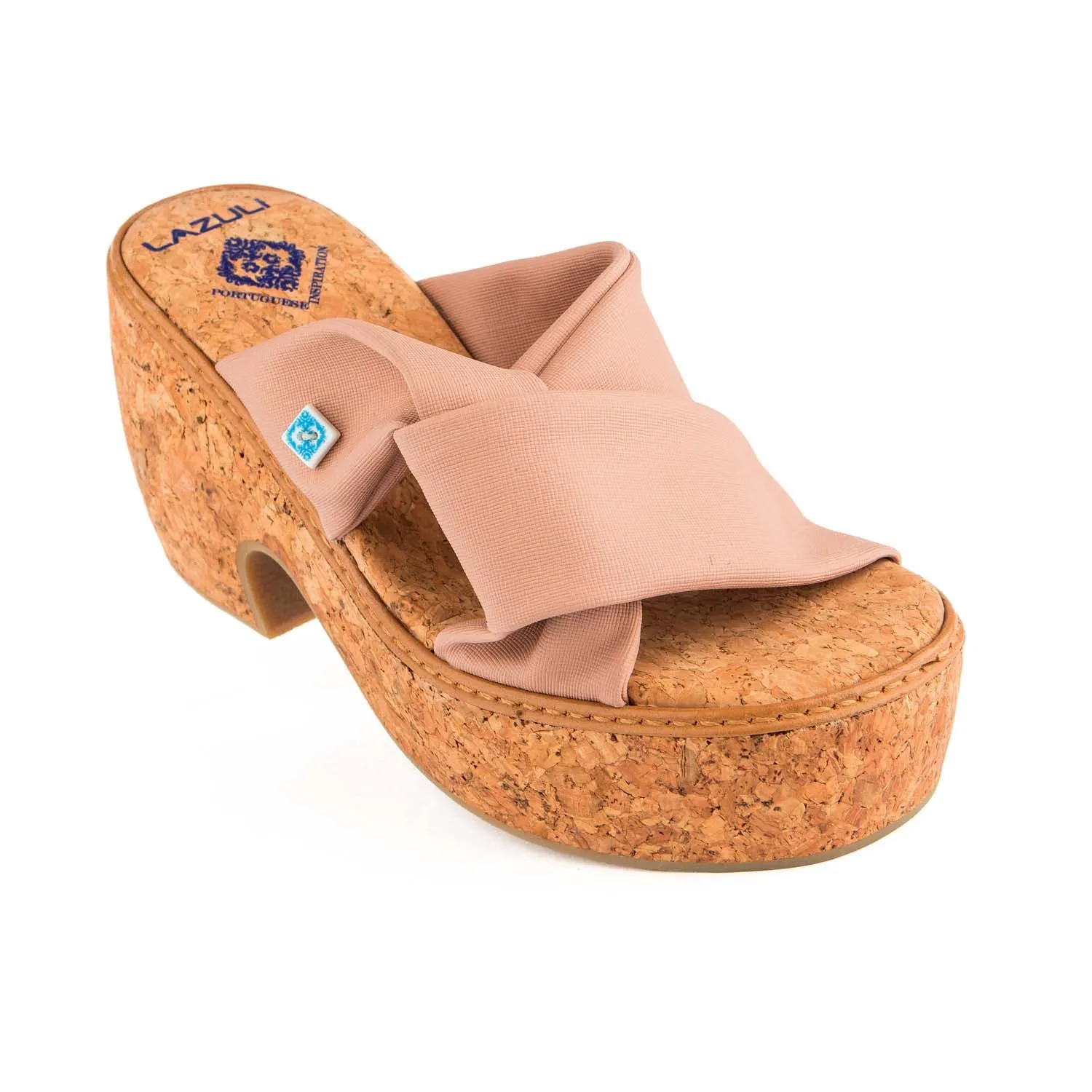My Wedge Twist Peel Chestnut Vegan Wedge Sandals | Blush