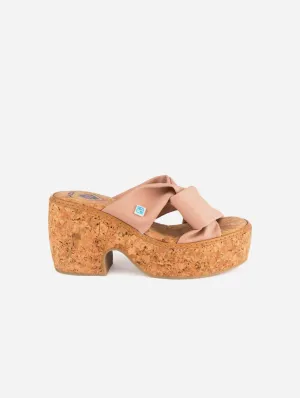 My Wedge Twist Peel Chestnut Vegan Wedge Sandals | Blush