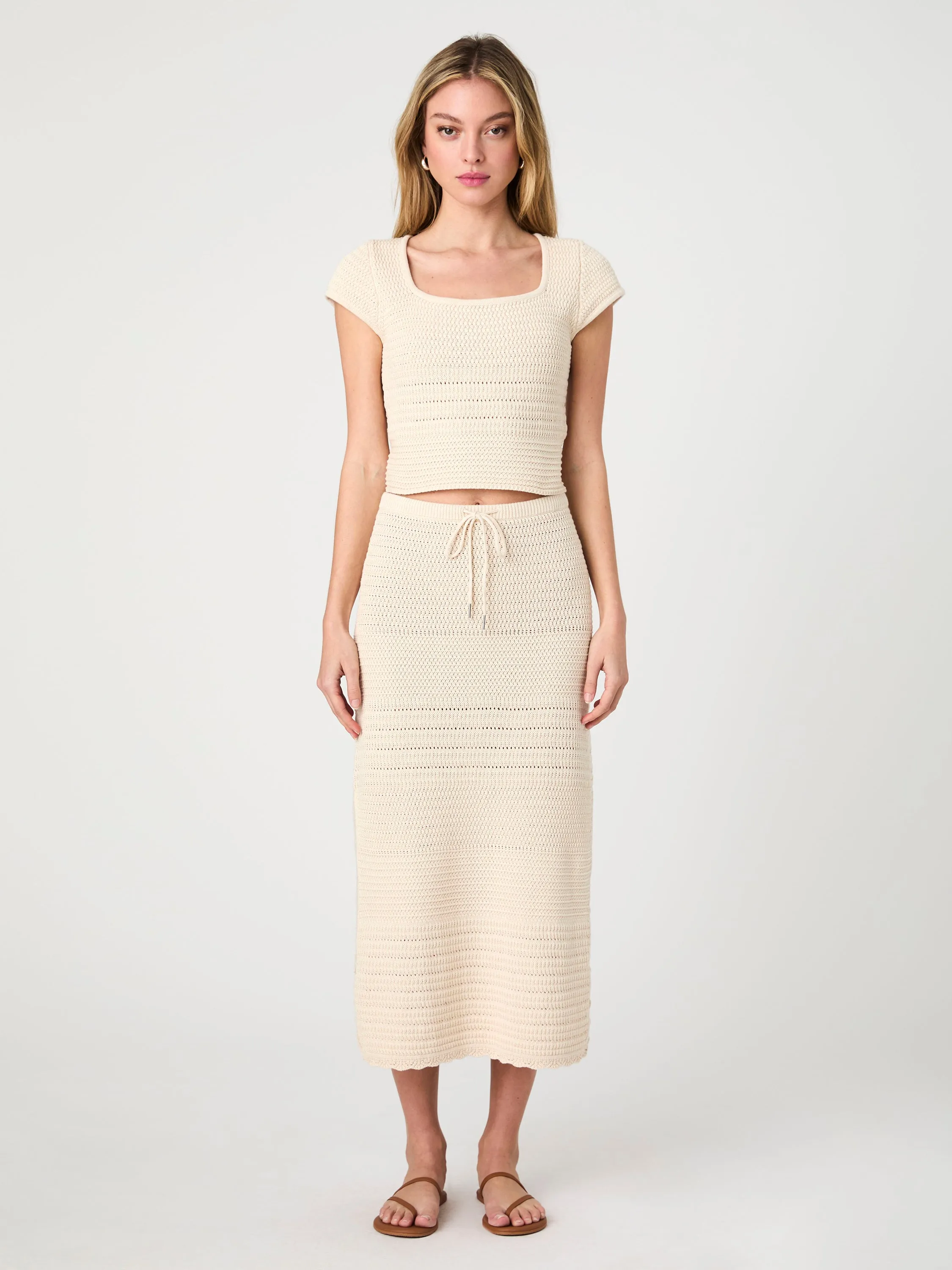 Nellis Cotton Crochet Side Slit Skirt