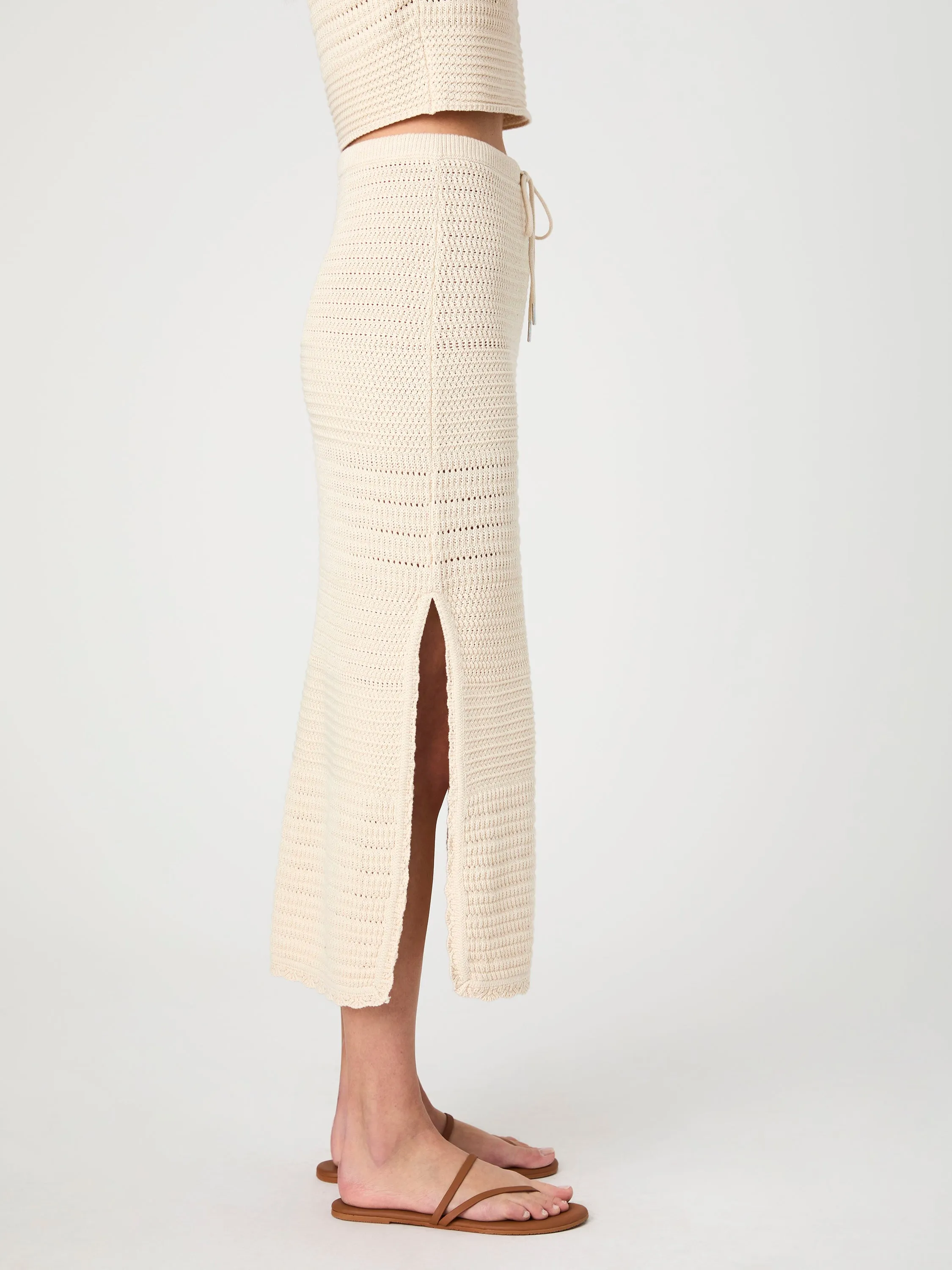 Nellis Cotton Crochet Side Slit Skirt