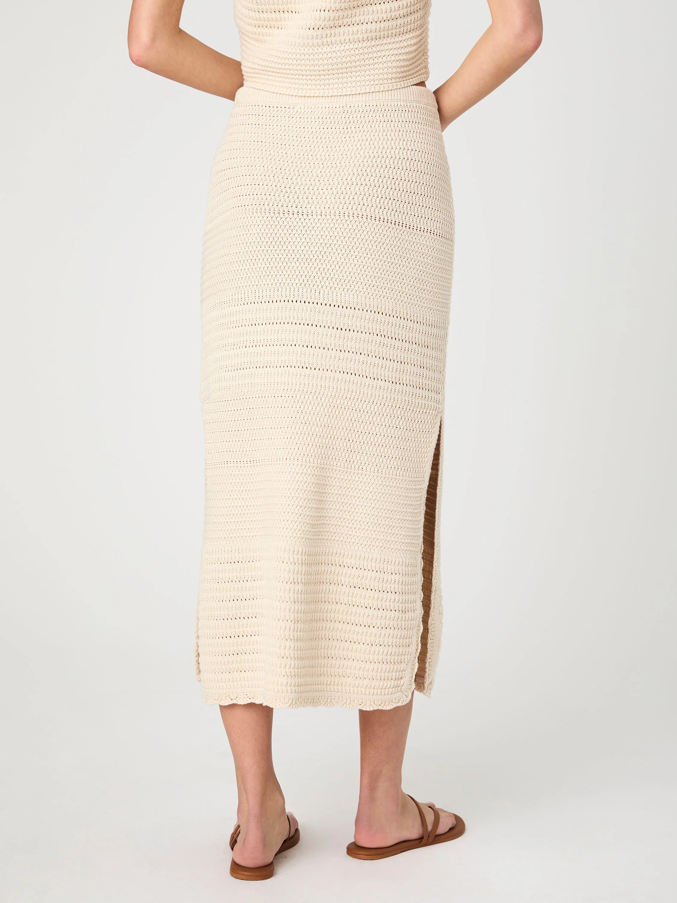 Nellis Cotton Crochet Side Slit Skirt