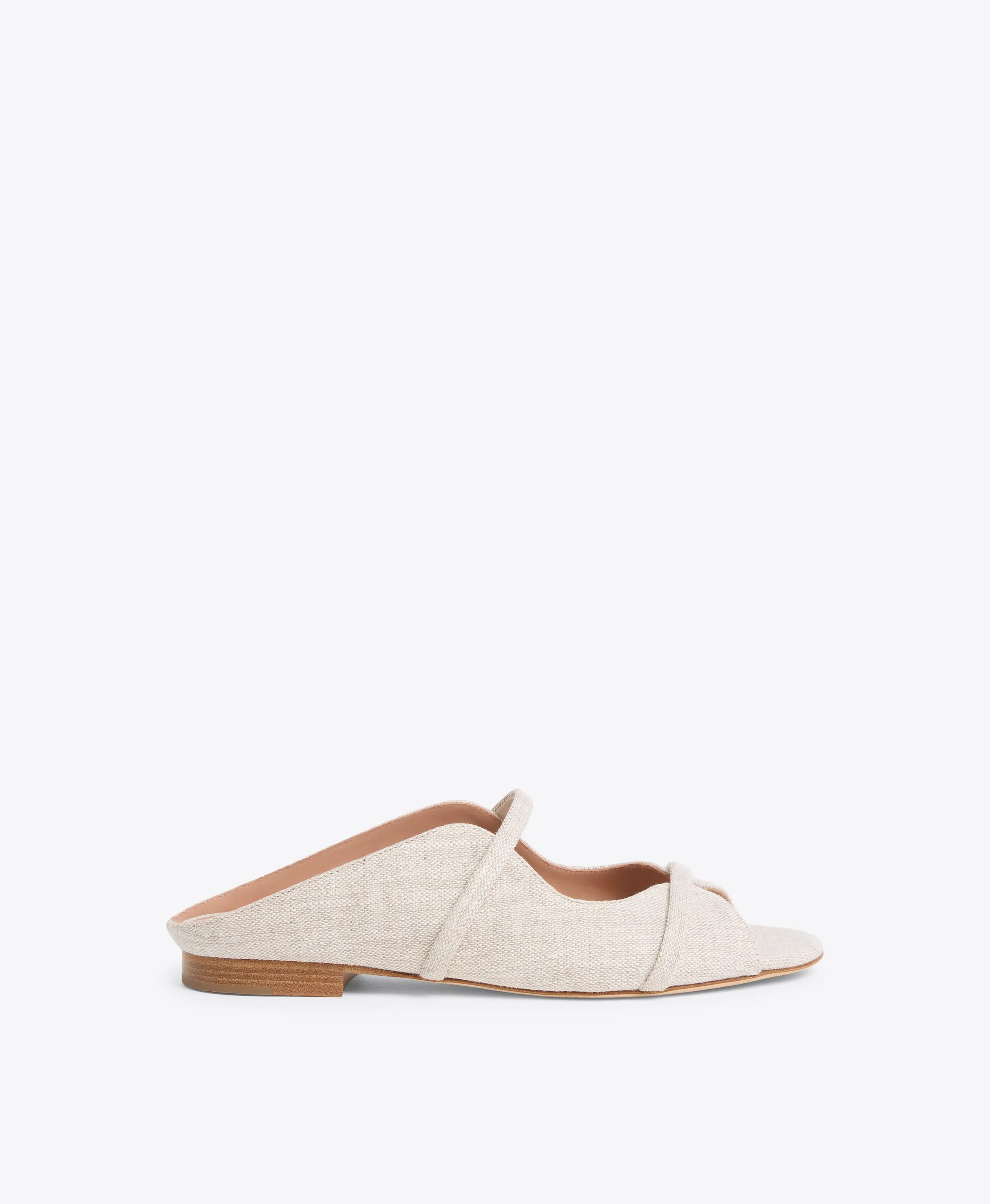 Norah Beige Linen Flat Sandals
