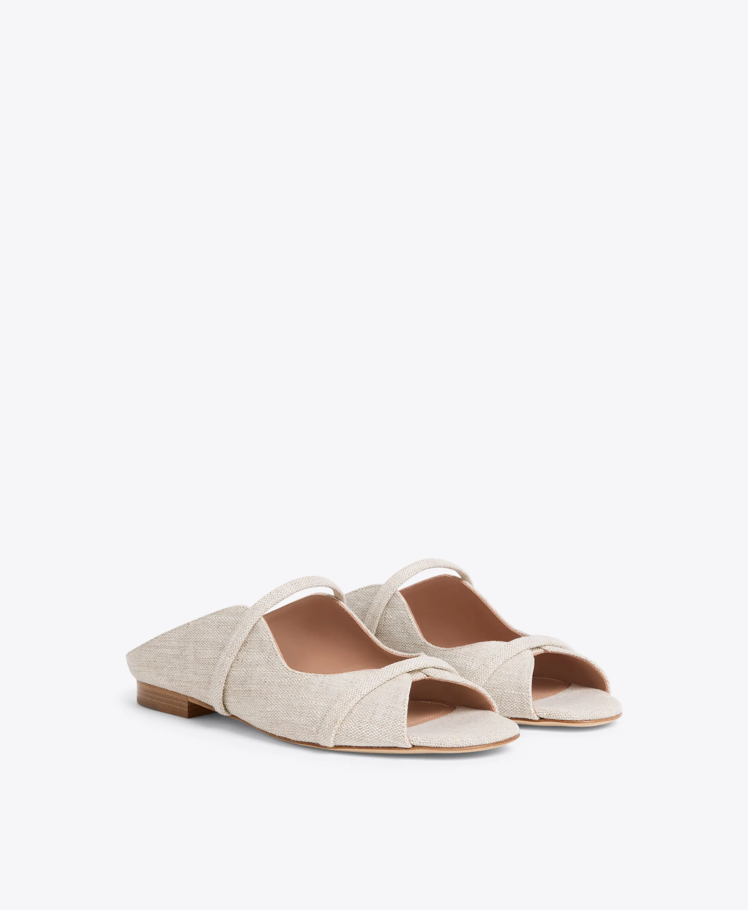 Norah Beige Linen Flat Sandals