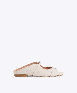 Norah Beige Linen Flat Sandals