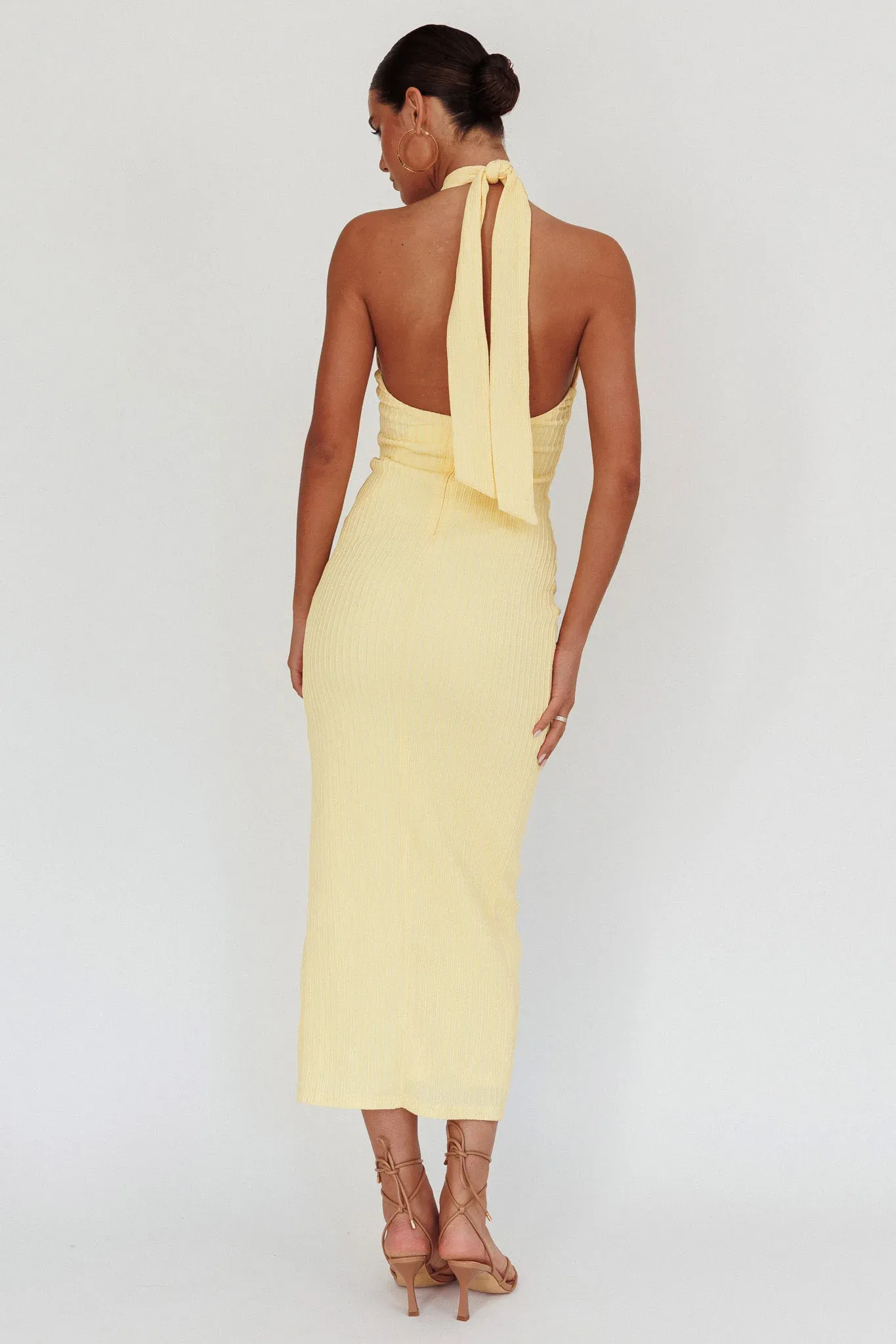 Oracle Halterneck Midi Dress Lemon