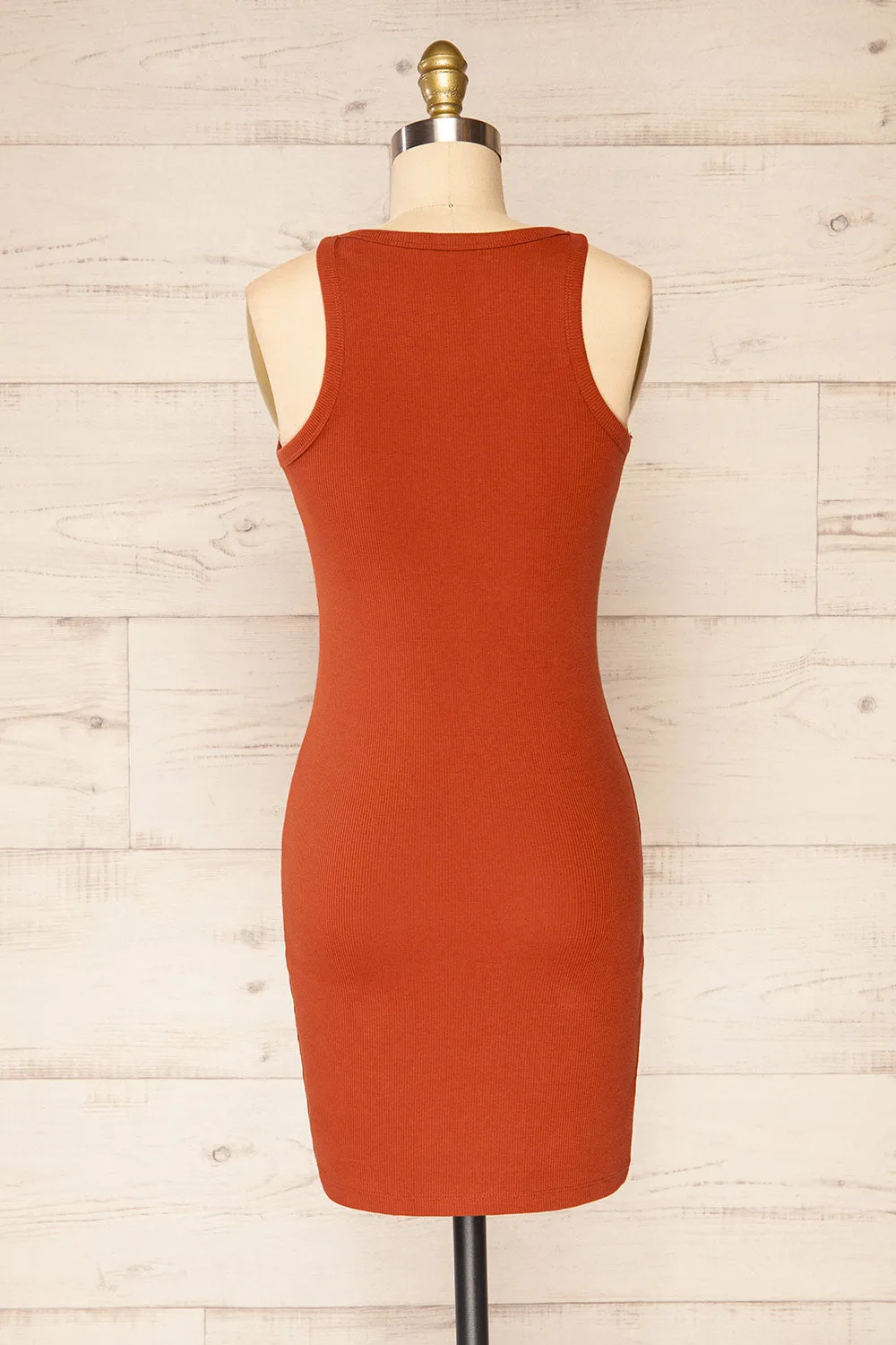 Orzesze Rust | Ribbed Fitted Short Dress