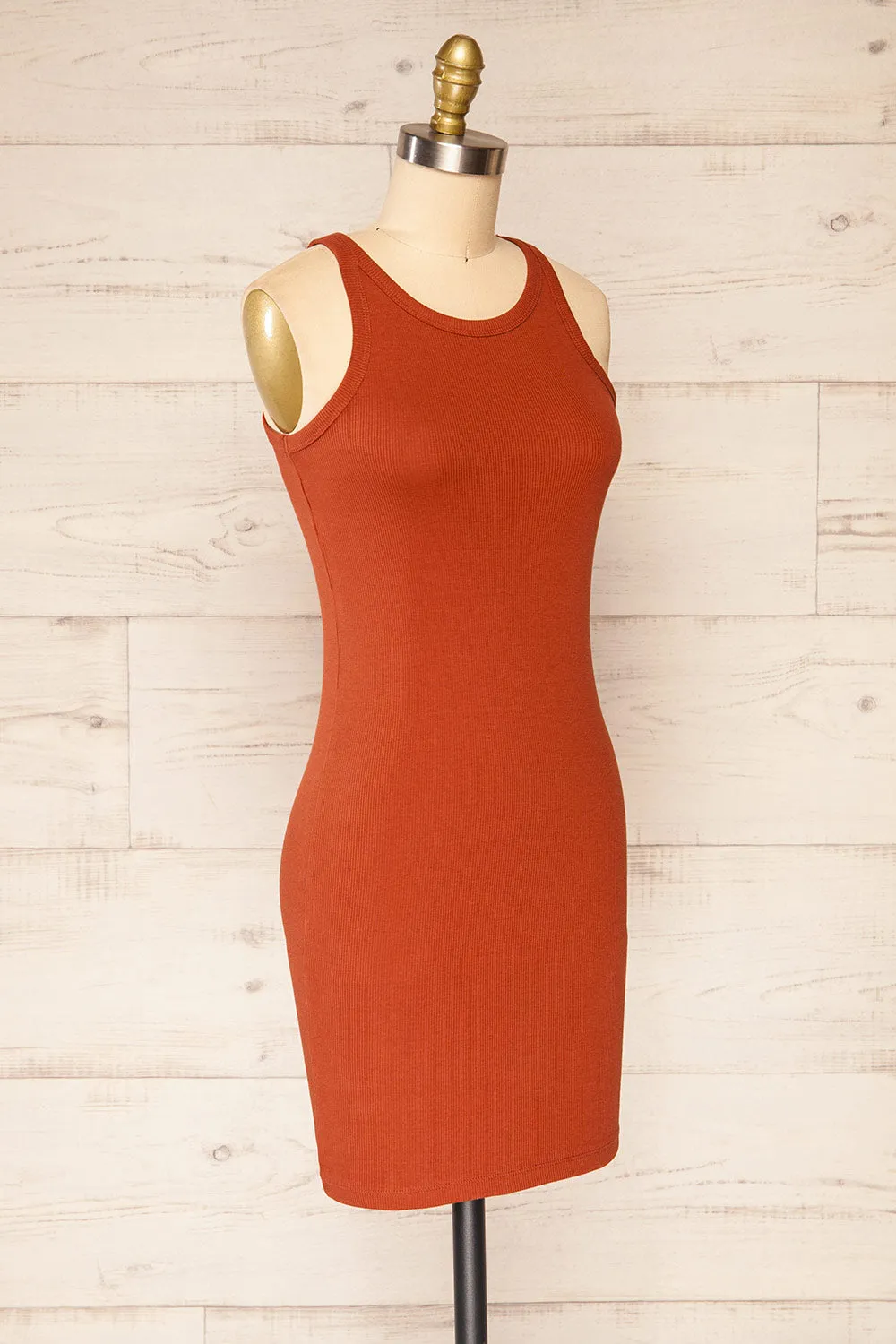 Orzesze Rust | Ribbed Fitted Short Dress