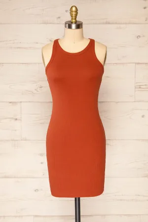 Orzesze Rust | Ribbed Fitted Short Dress