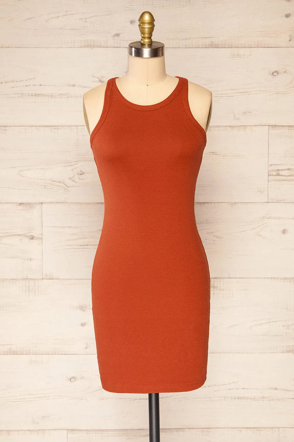 Orzesze Rust | Ribbed Fitted Short Dress