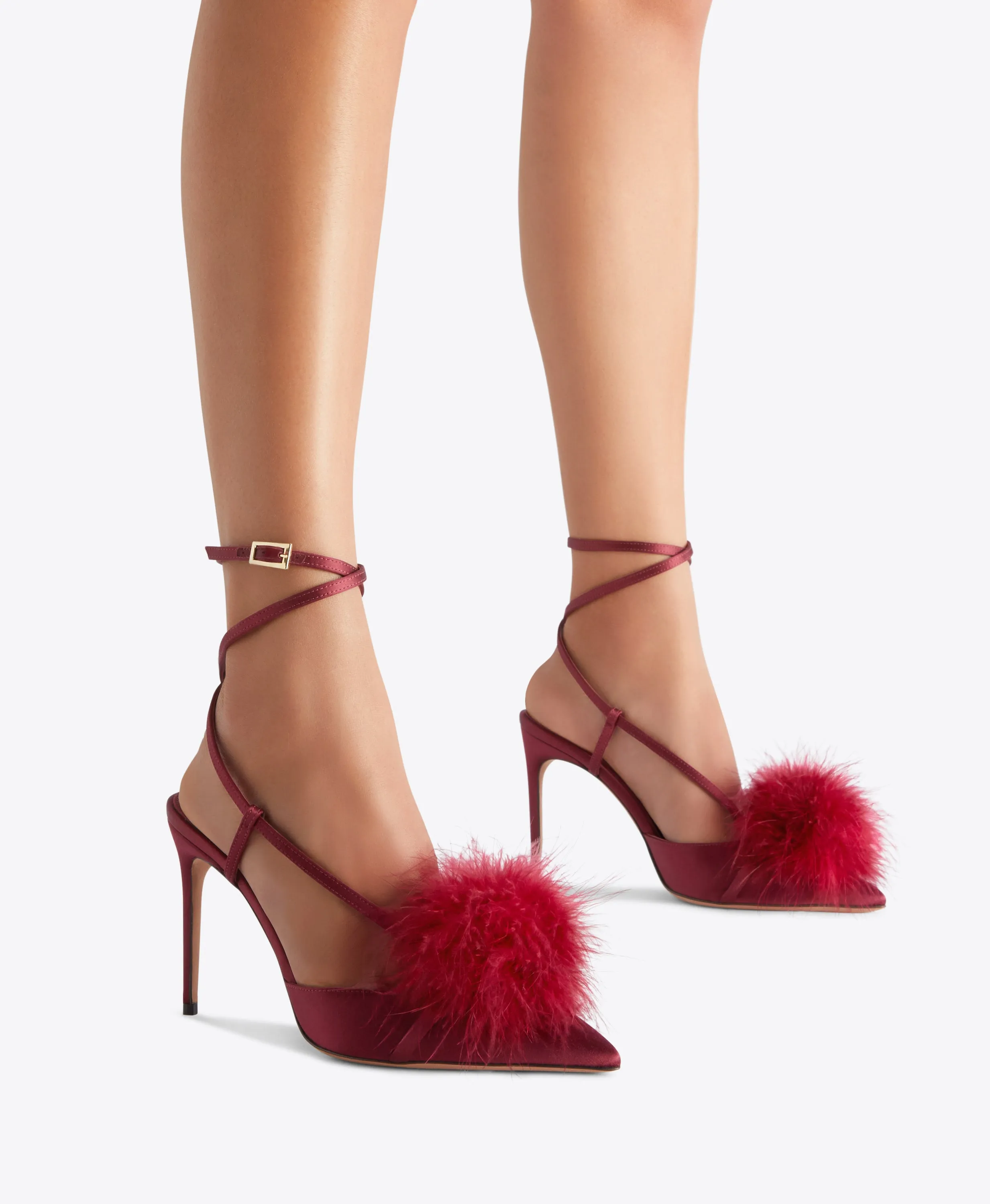 Raffaella 90 Red Satin Slingbacks