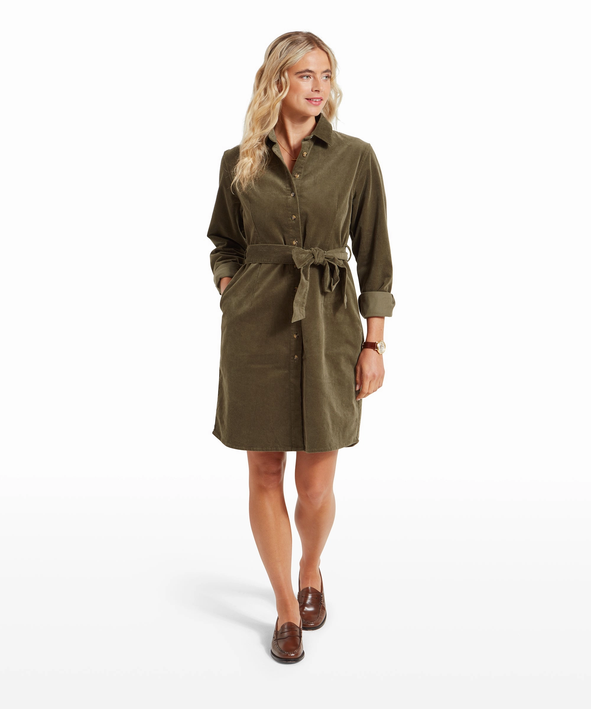 Sage Cord Dress - Dark Sage