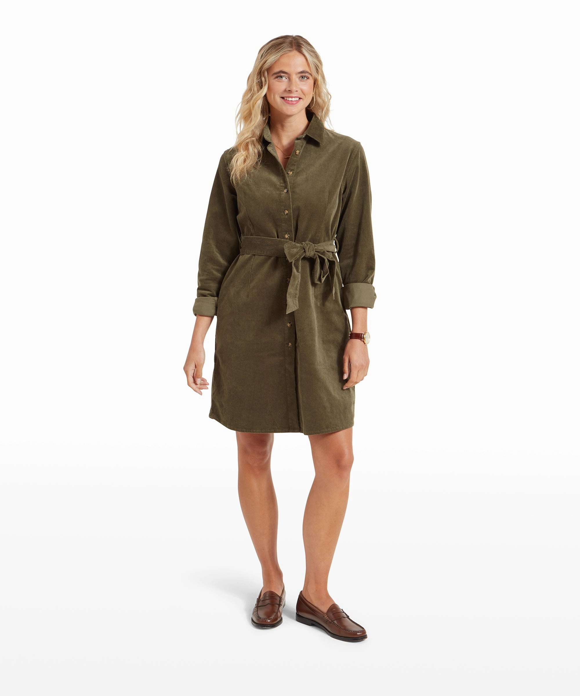 Sage Cord Dress - Dark Sage