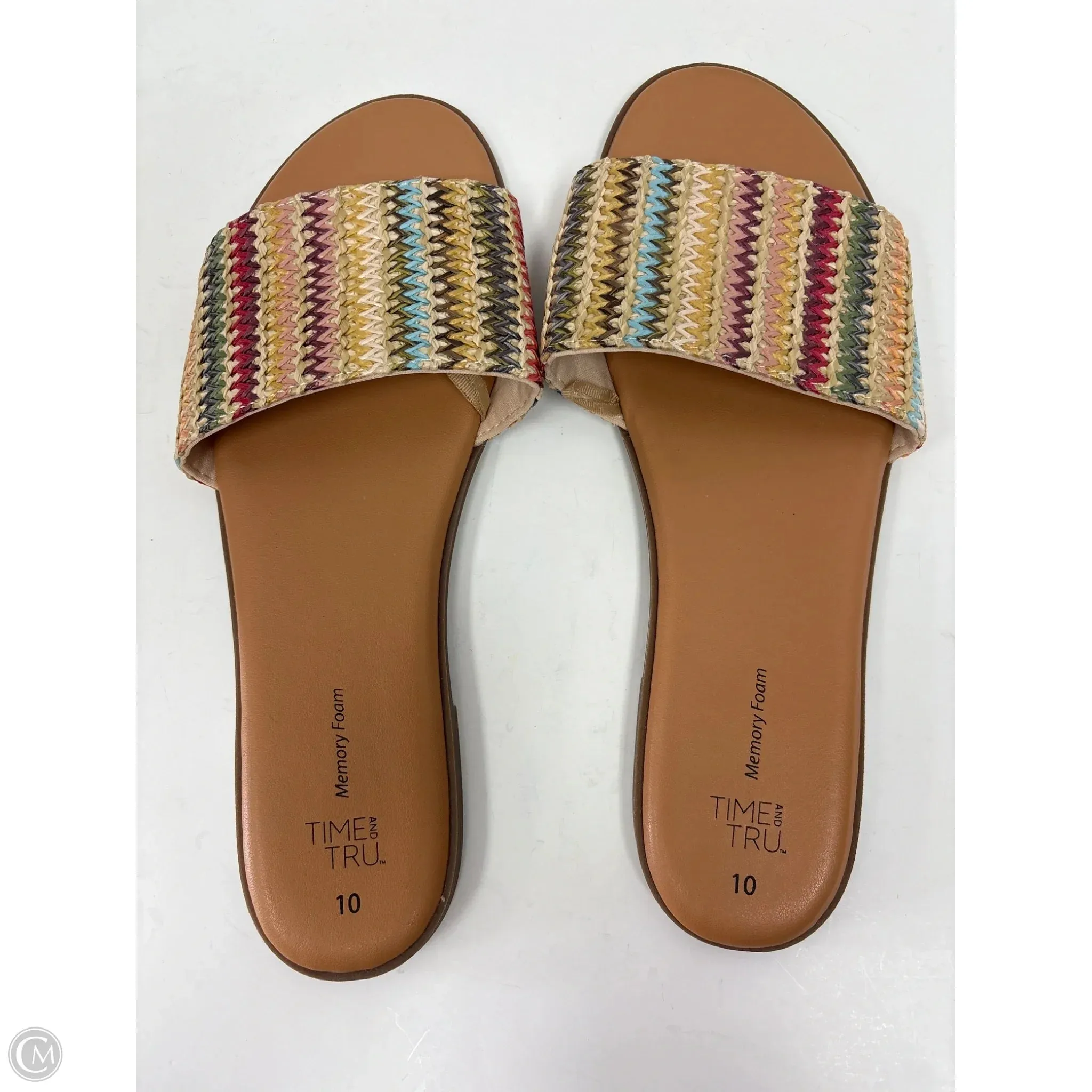 Sandals Flats By Time And Tru In Multi-colored, Size: 10