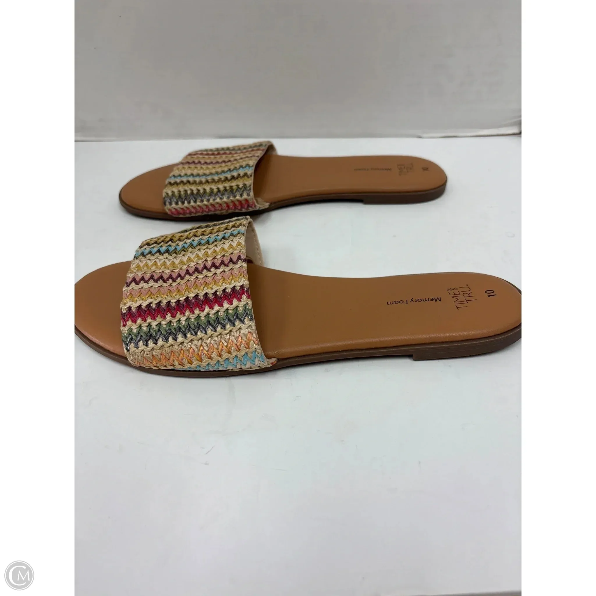 Sandals Flats By Time And Tru In Multi-colored, Size: 10