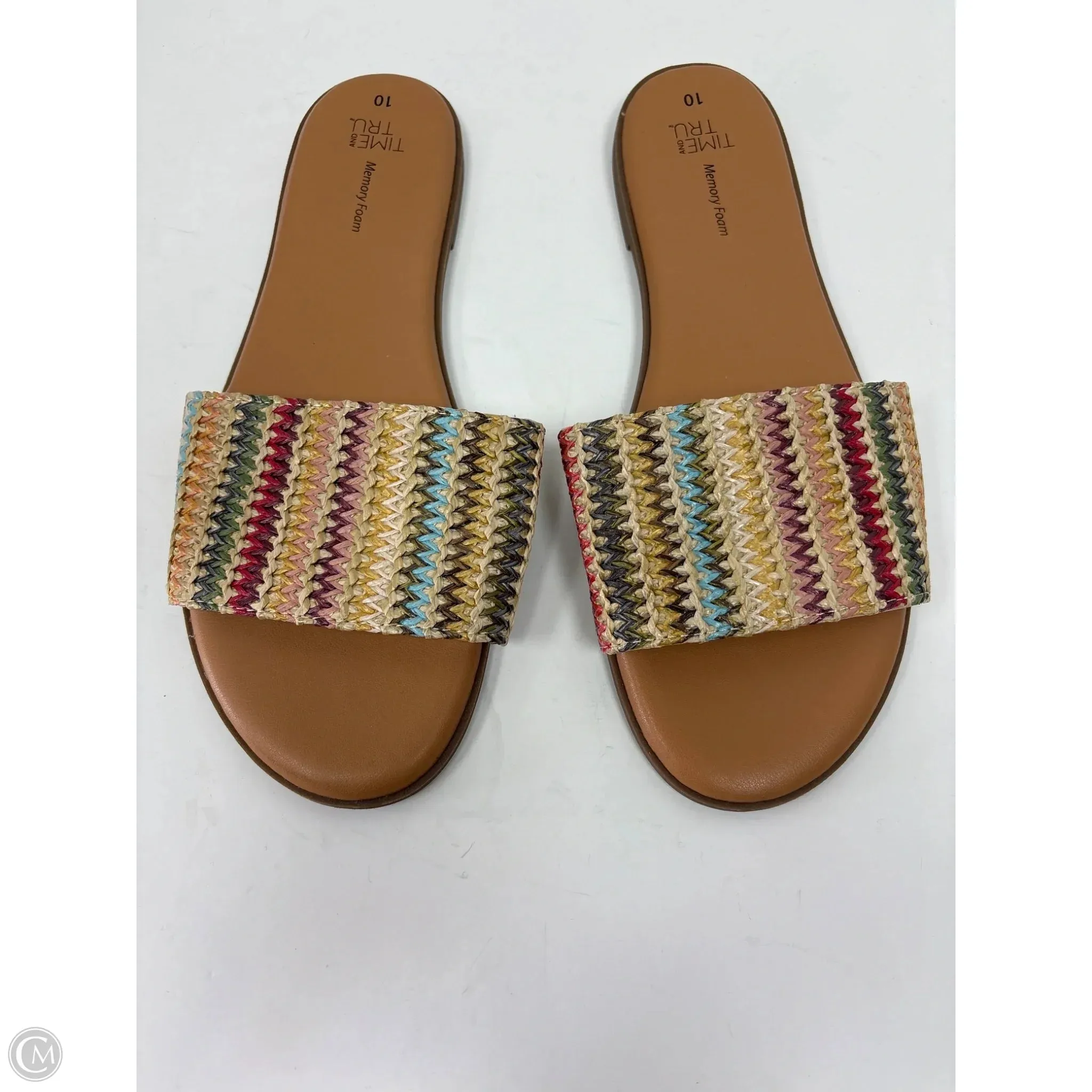 Sandals Flats By Time And Tru In Multi-colored, Size: 10