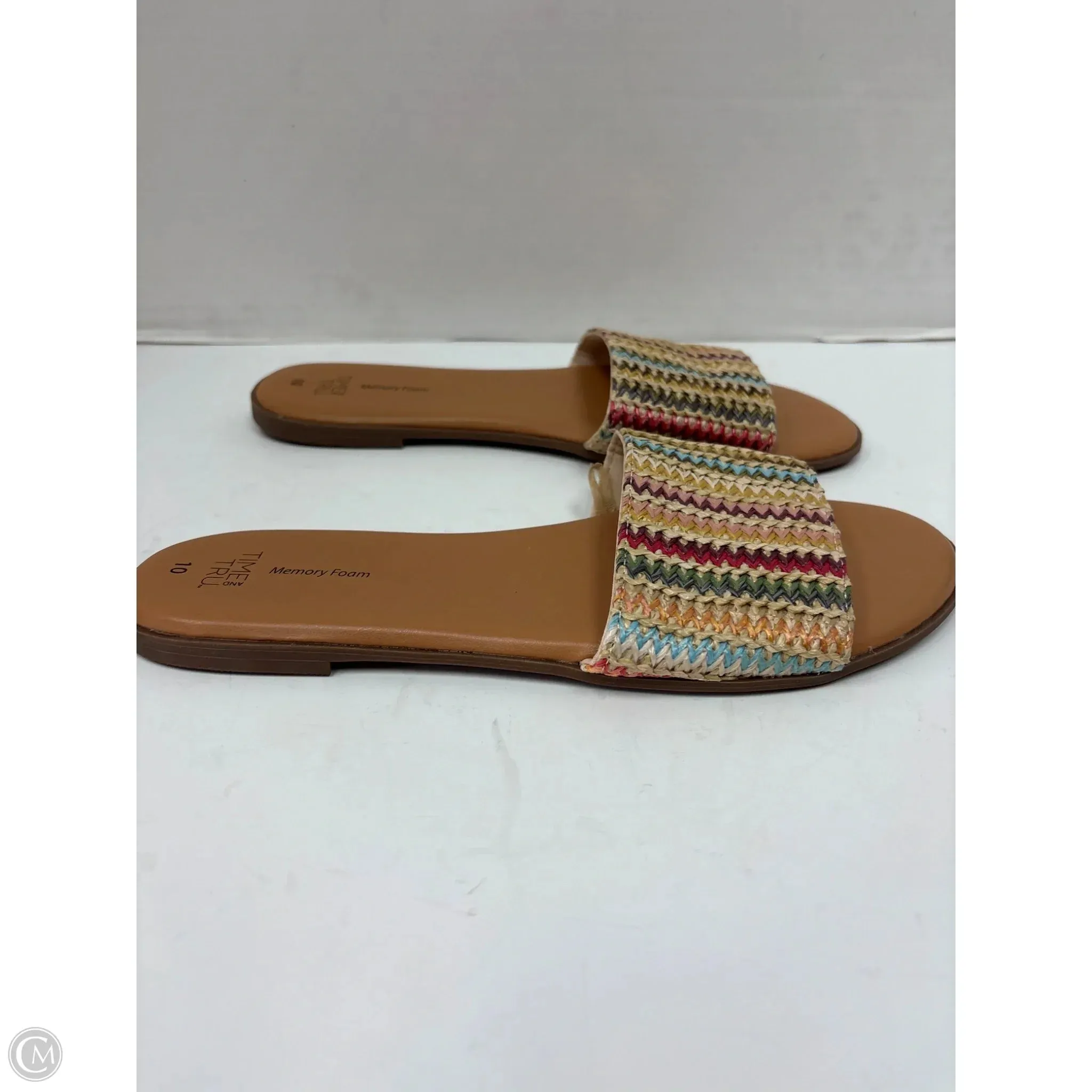 Sandals Flats By Time And Tru In Multi-colored, Size: 10