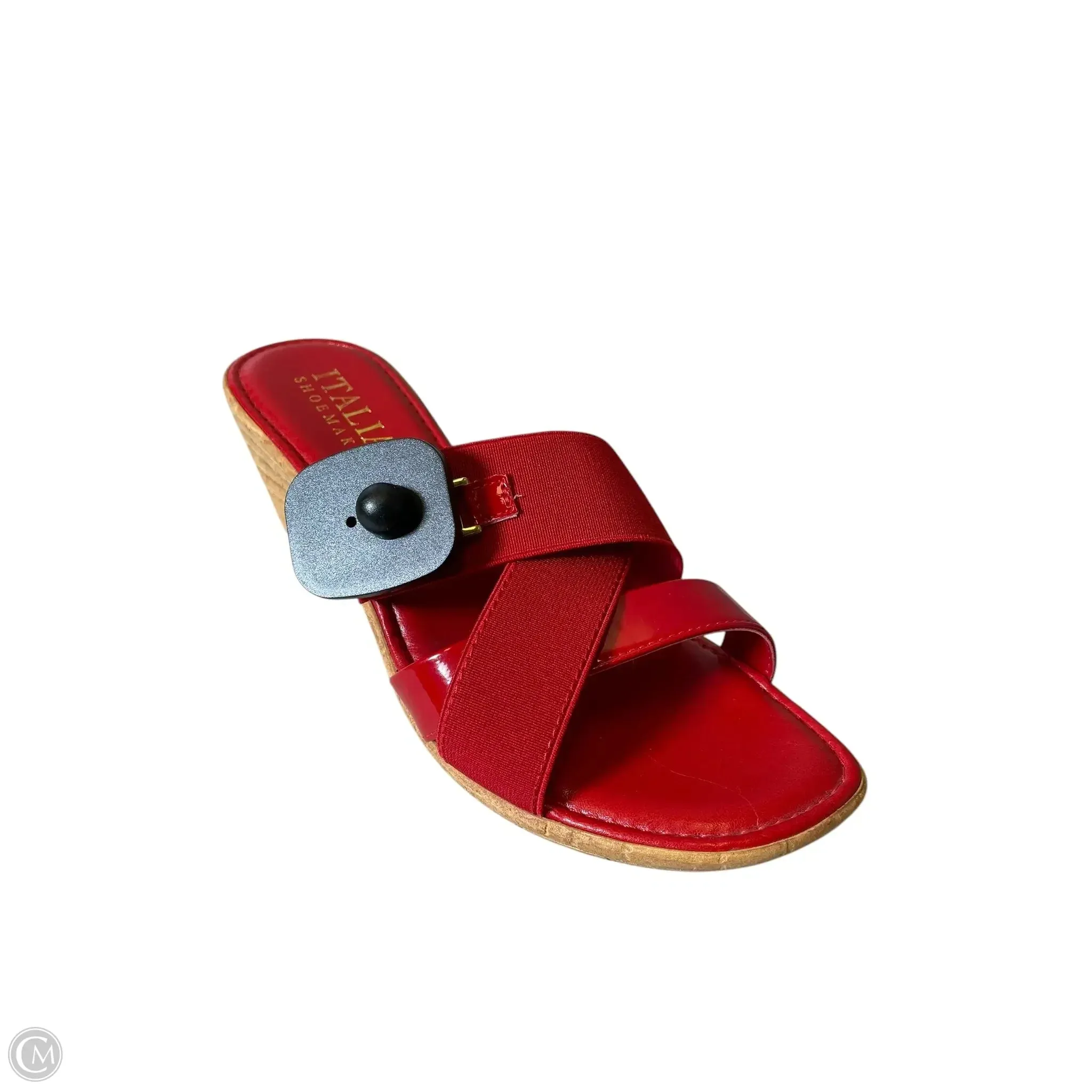 Sandals Heels Block By Italian Shoemakers In Red, Size: 8.5