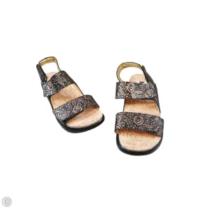 Sandals Heels Wedge By Alegria In Black & Gold, Size: 7