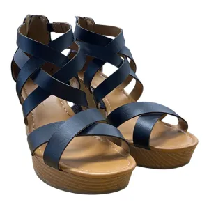 Sandals Heels Wedge By Ana In Black, Size:9.5