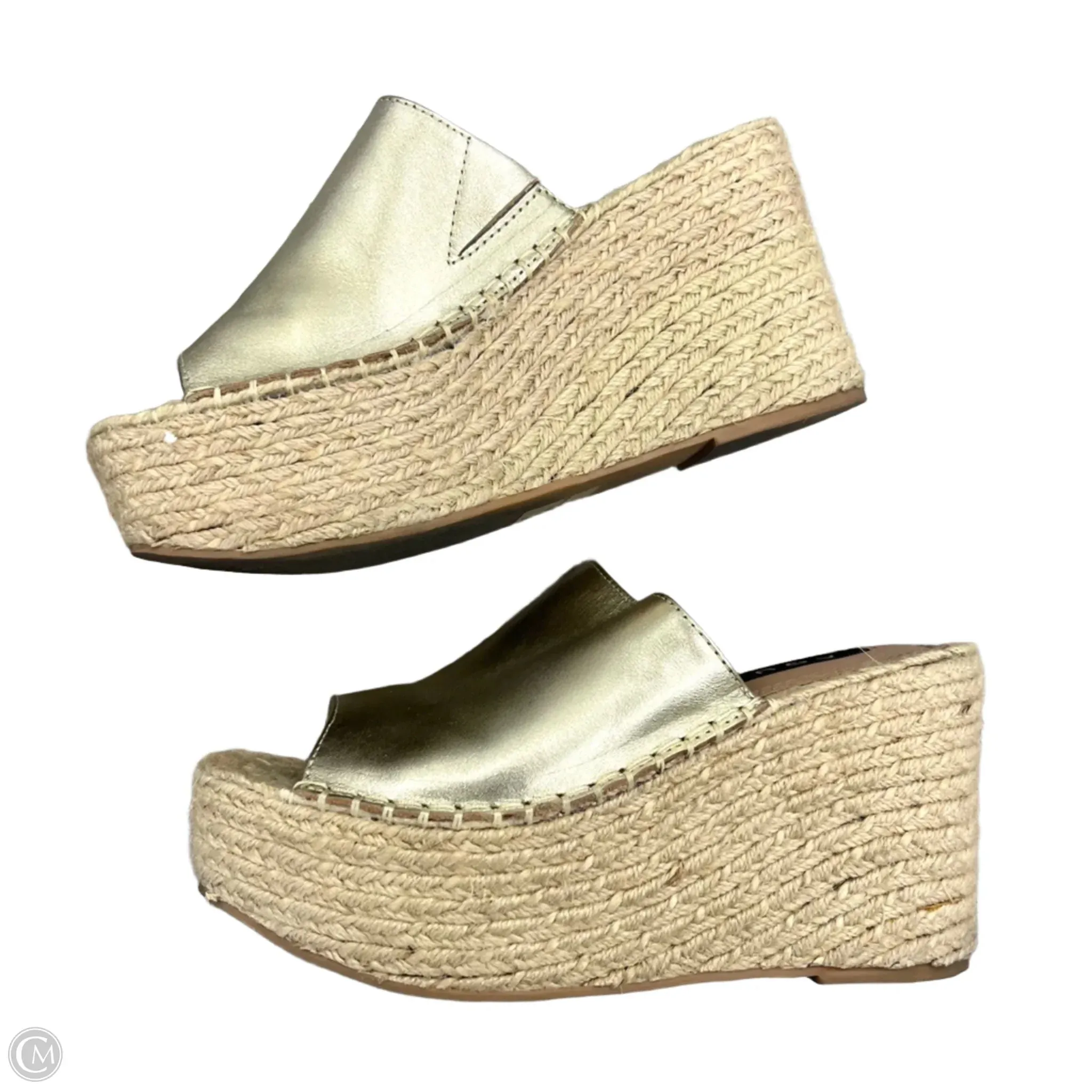 Sandals Heels Wedge By Aqua In Gold, Size: 6