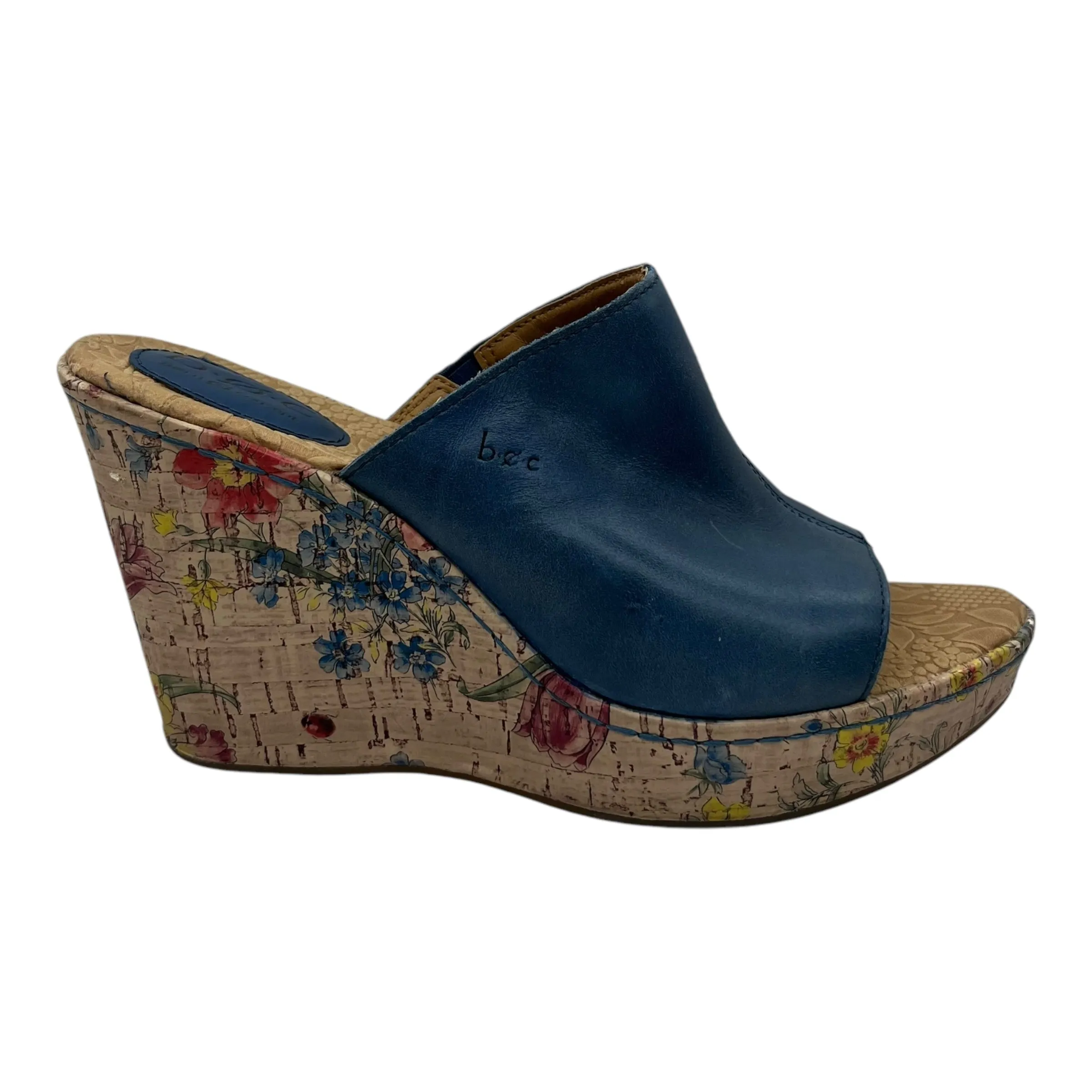 Sandals Heels Wedge By Boc In Blue, Size:9