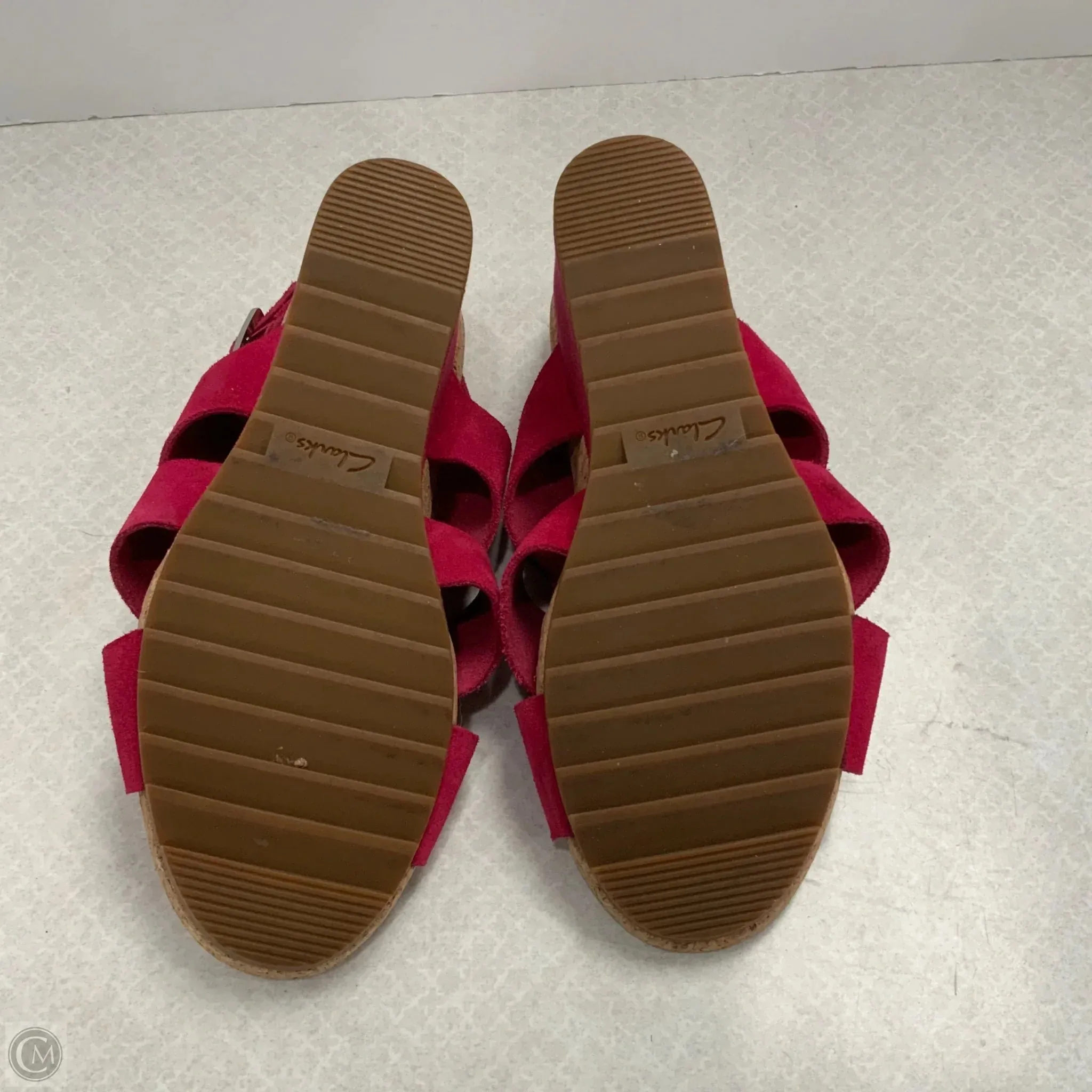 Sandals Heels Wedge By Clarks In Pink, Size: 10