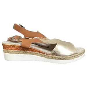 Sandals Heels Wedge By Cme In Gold, Size:12.5