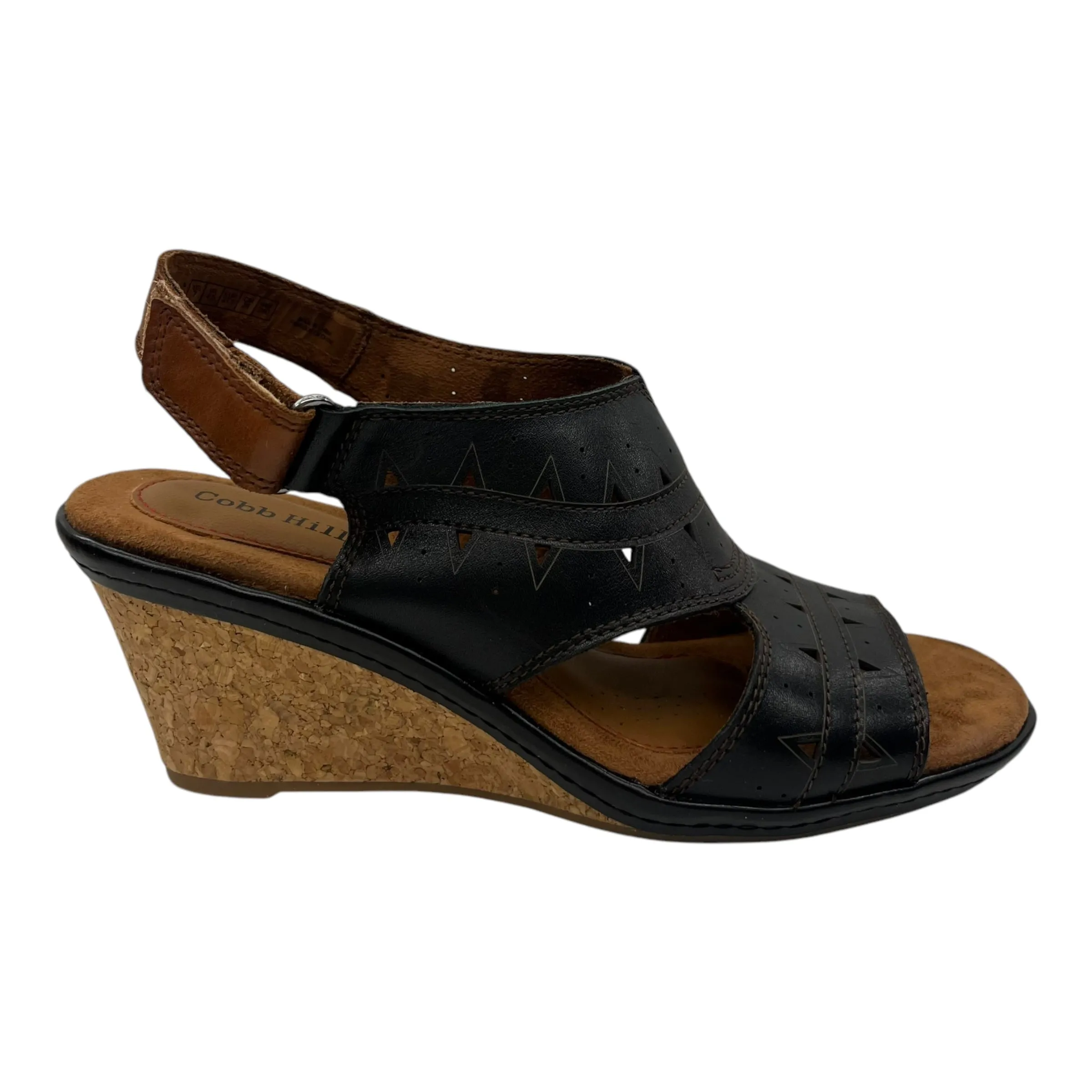 Sandals Heels Wedge By Cobb Hill In Black, Size:7