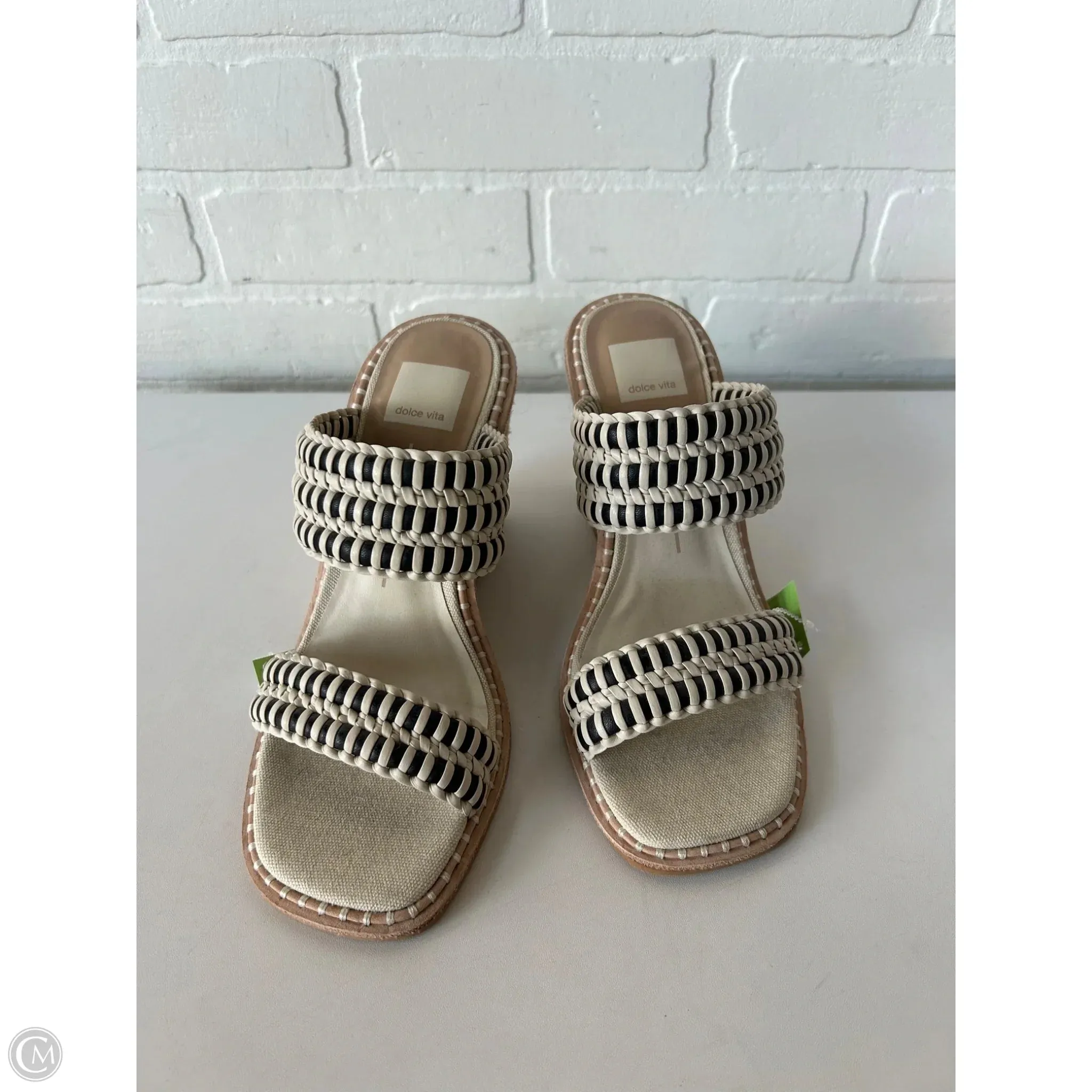 Sandals Heels Wedge By Dolce Vita In Tan & White, Size: 8