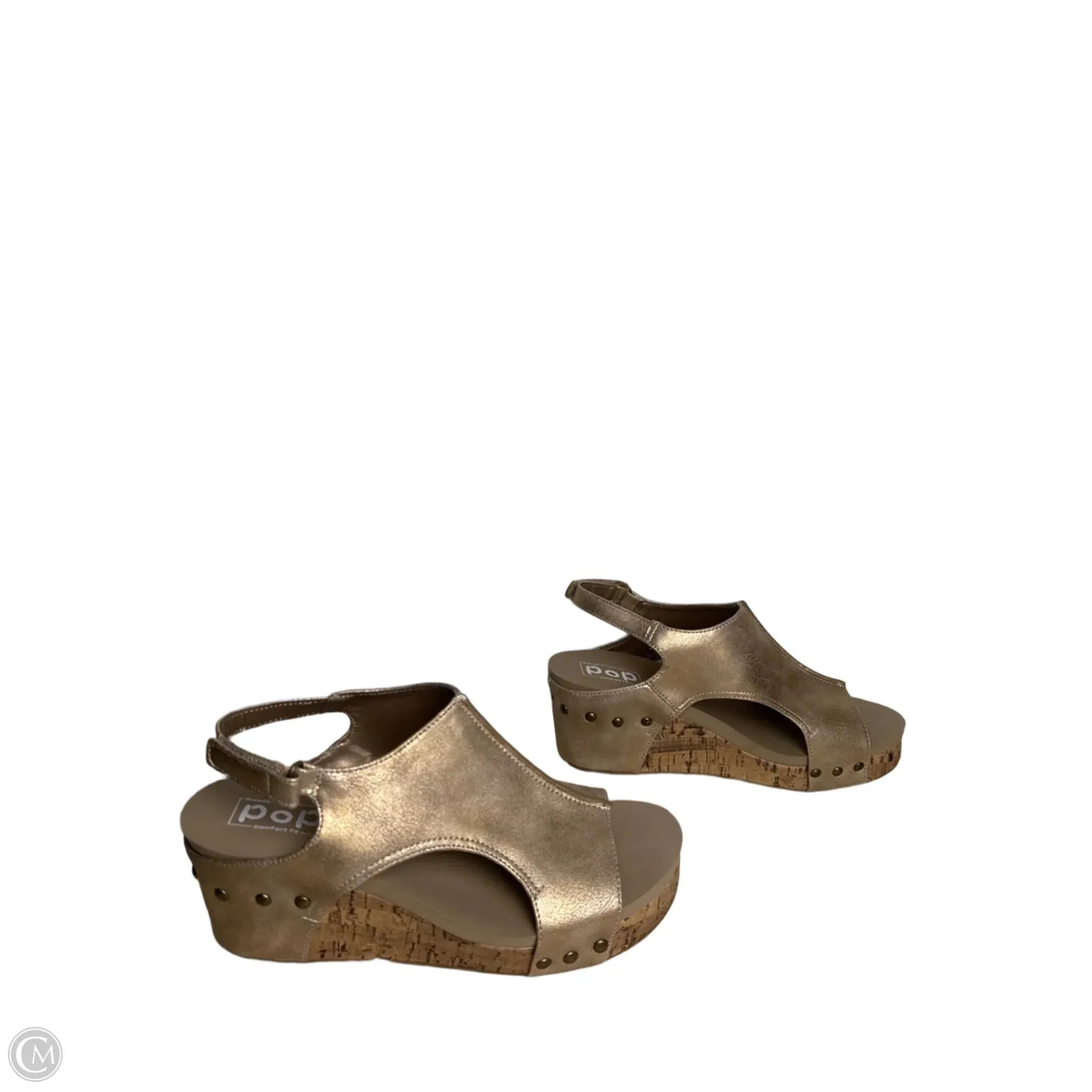 Sandals Heels Wedge By EDL In Gold, Size: 10