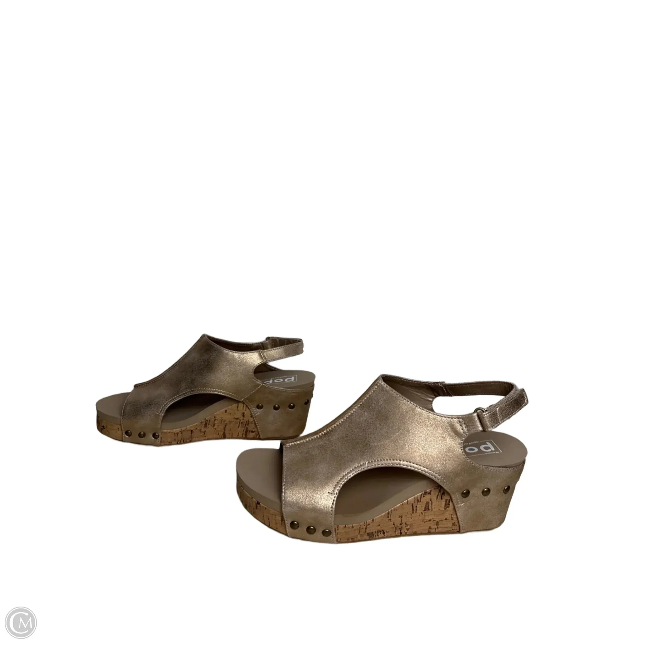 Sandals Heels Wedge By EDL In Gold, Size: 10