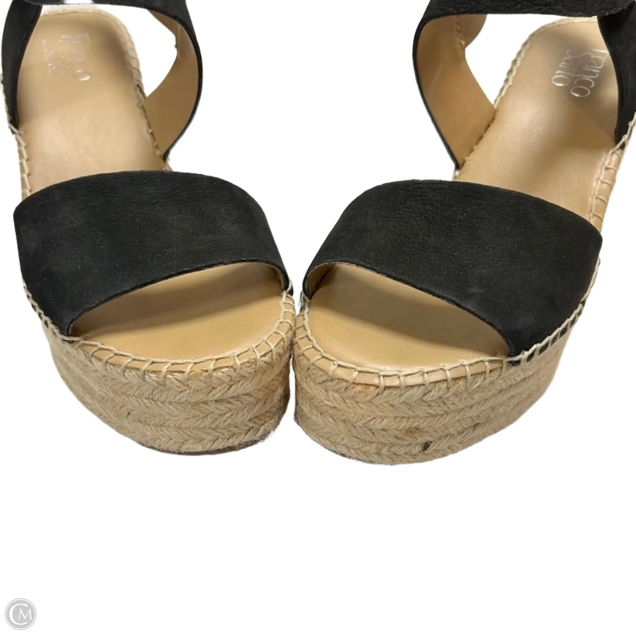 Sandals Heels Wedge By Franco Sarto In Black & Tan, Size: 8