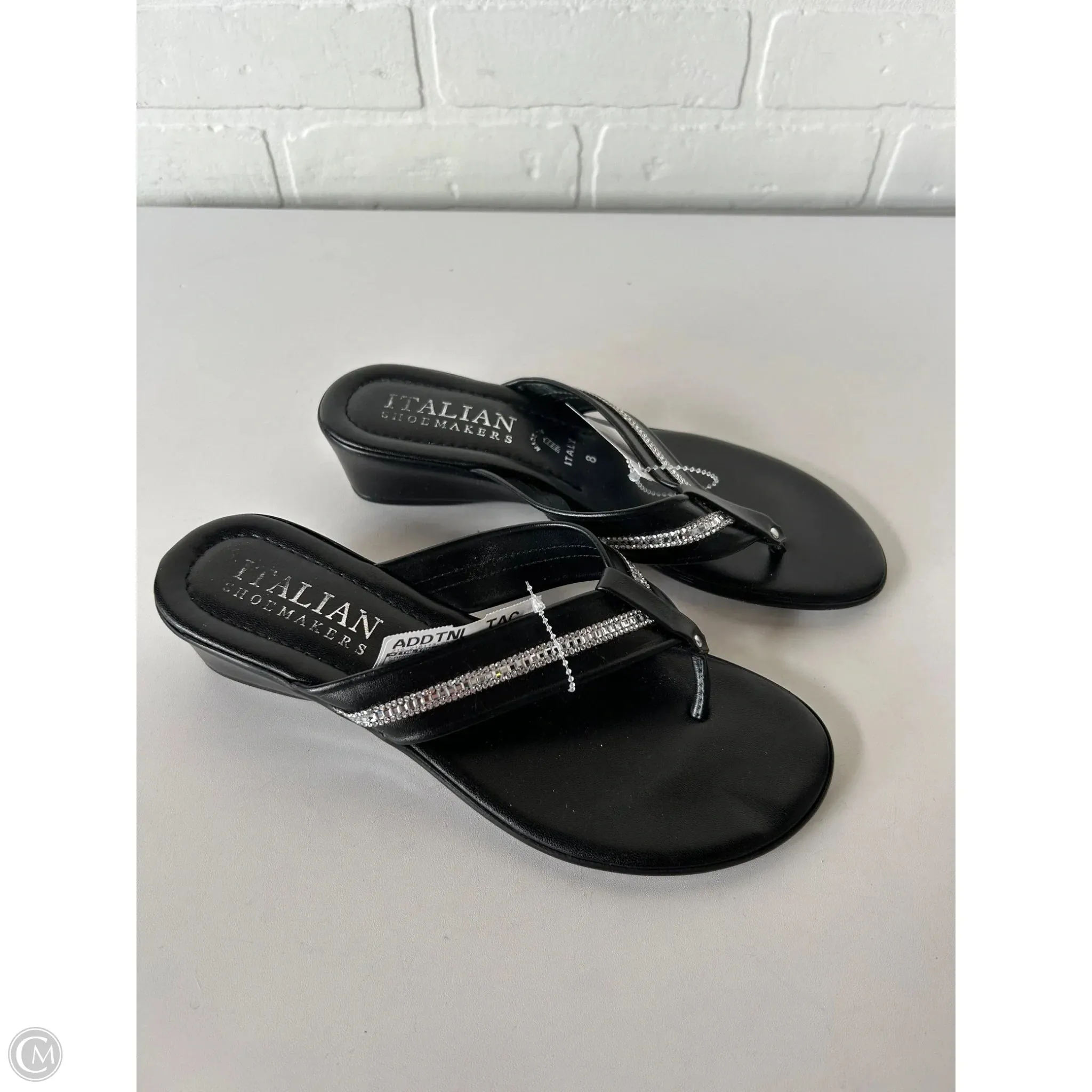 Sandals Heels Wedge By Italian Shoemakers In Black, Size: 8