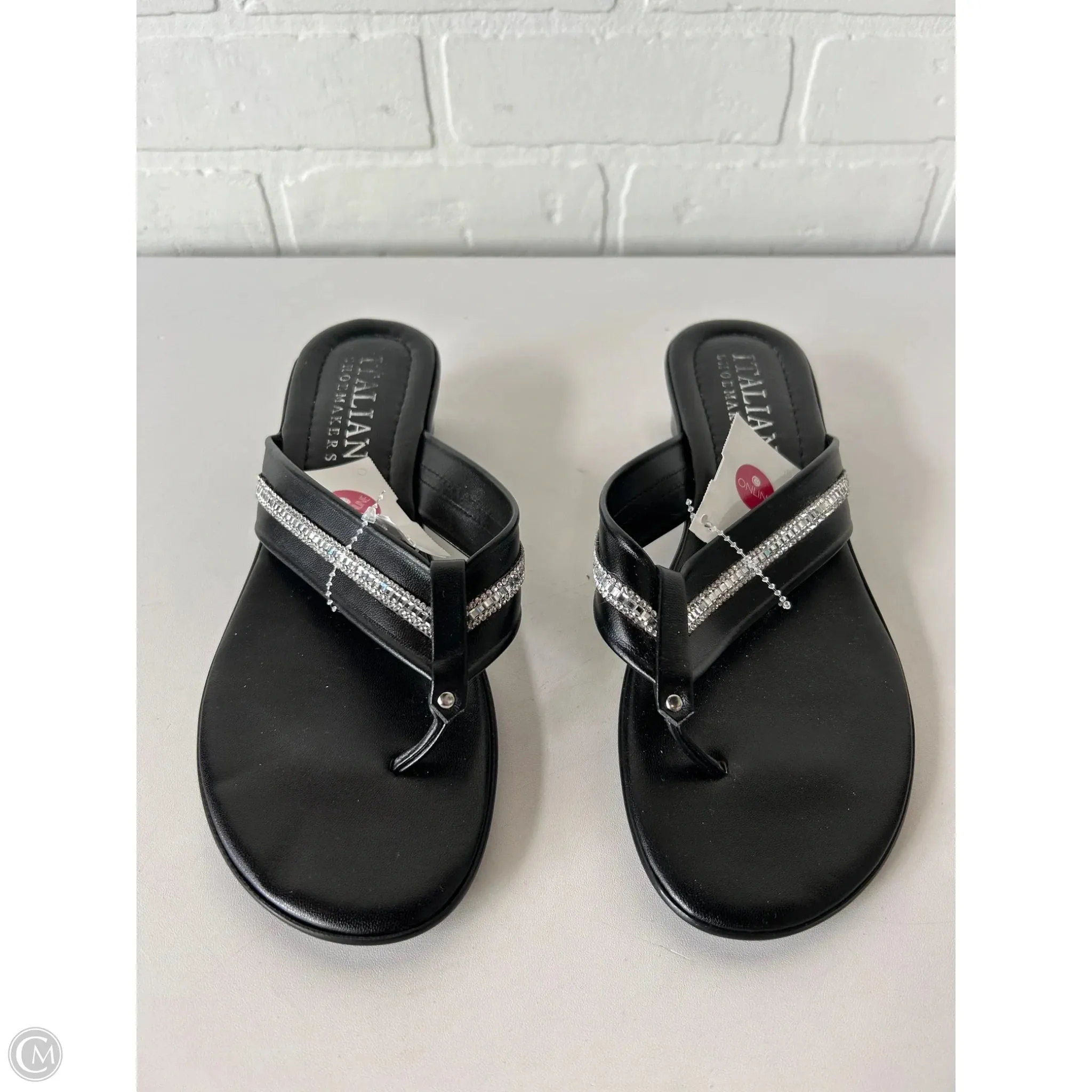 Sandals Heels Wedge By Italian Shoemakers In Black, Size: 8