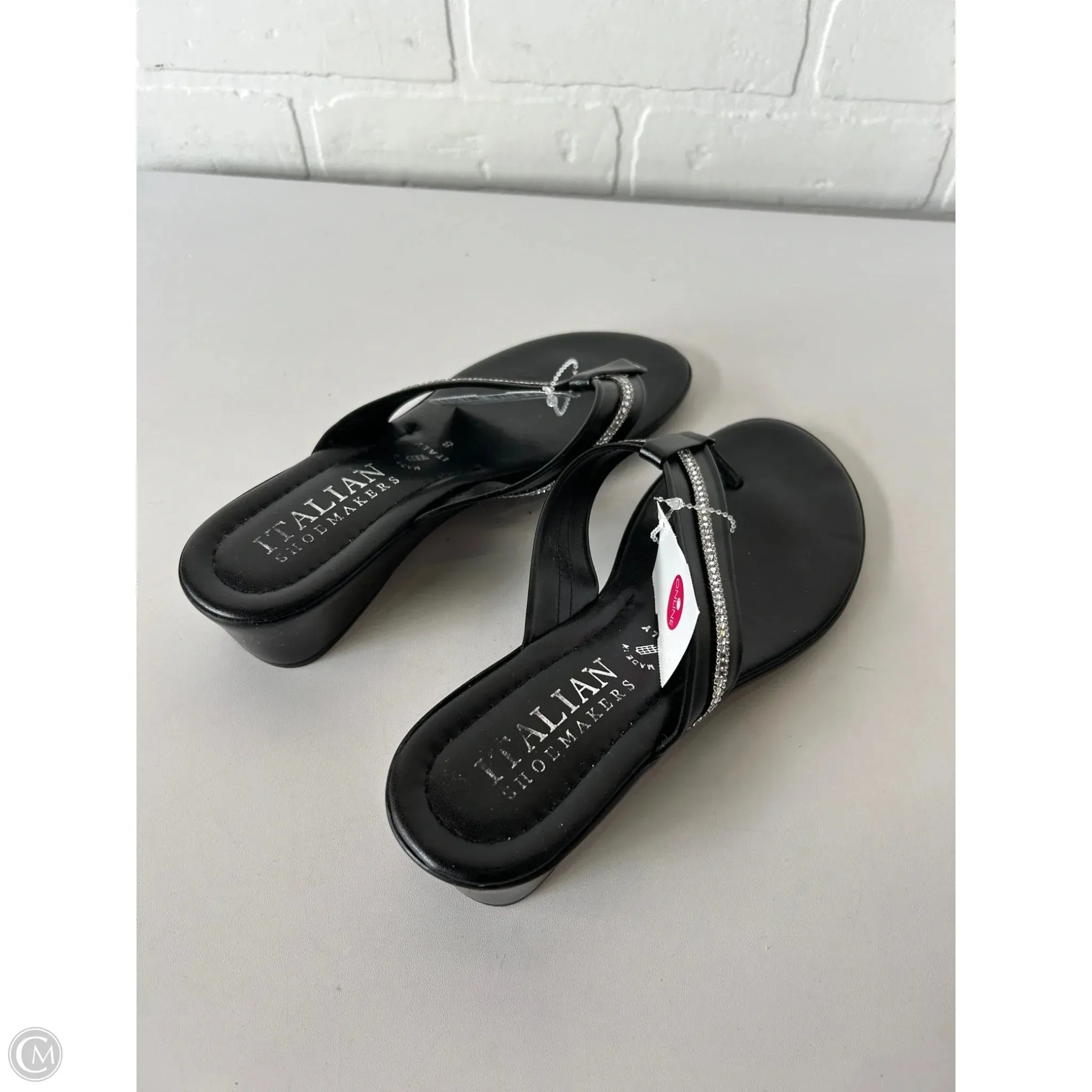 Sandals Heels Wedge By Italian Shoemakers In Black, Size: 8