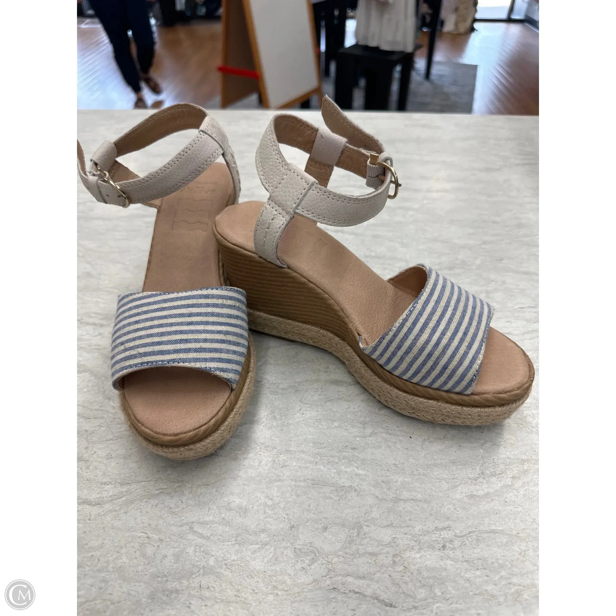 Sandals Heels Wedge By Sperry In Striped Pattern, Size: 5.5
