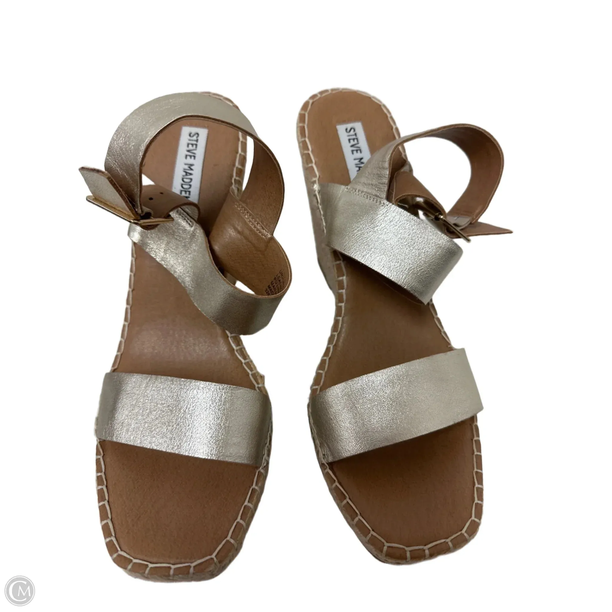 Sandals Heels Wedge By Steve Madden In Gold, Size: 11