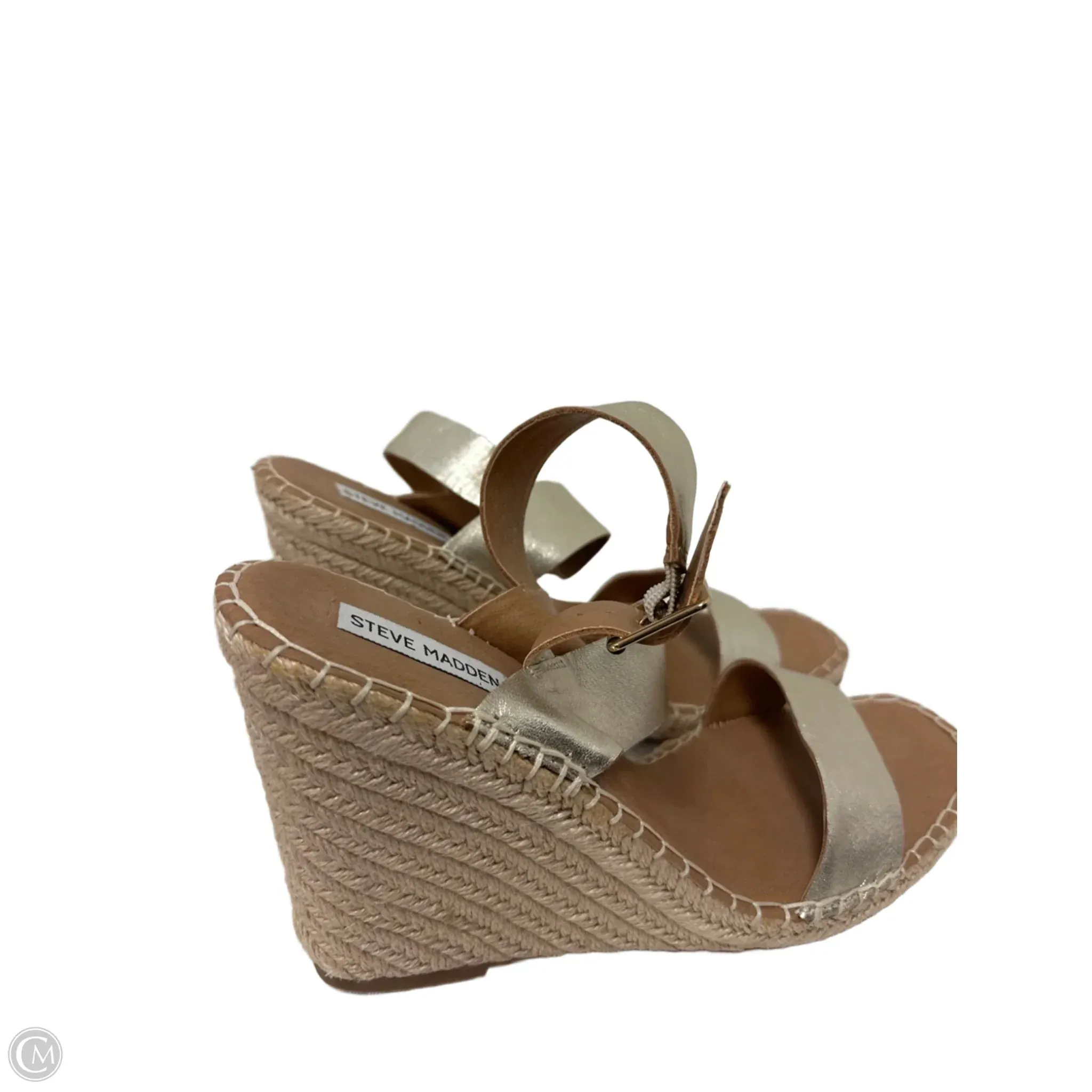 Sandals Heels Wedge By Steve Madden In Gold, Size: 11