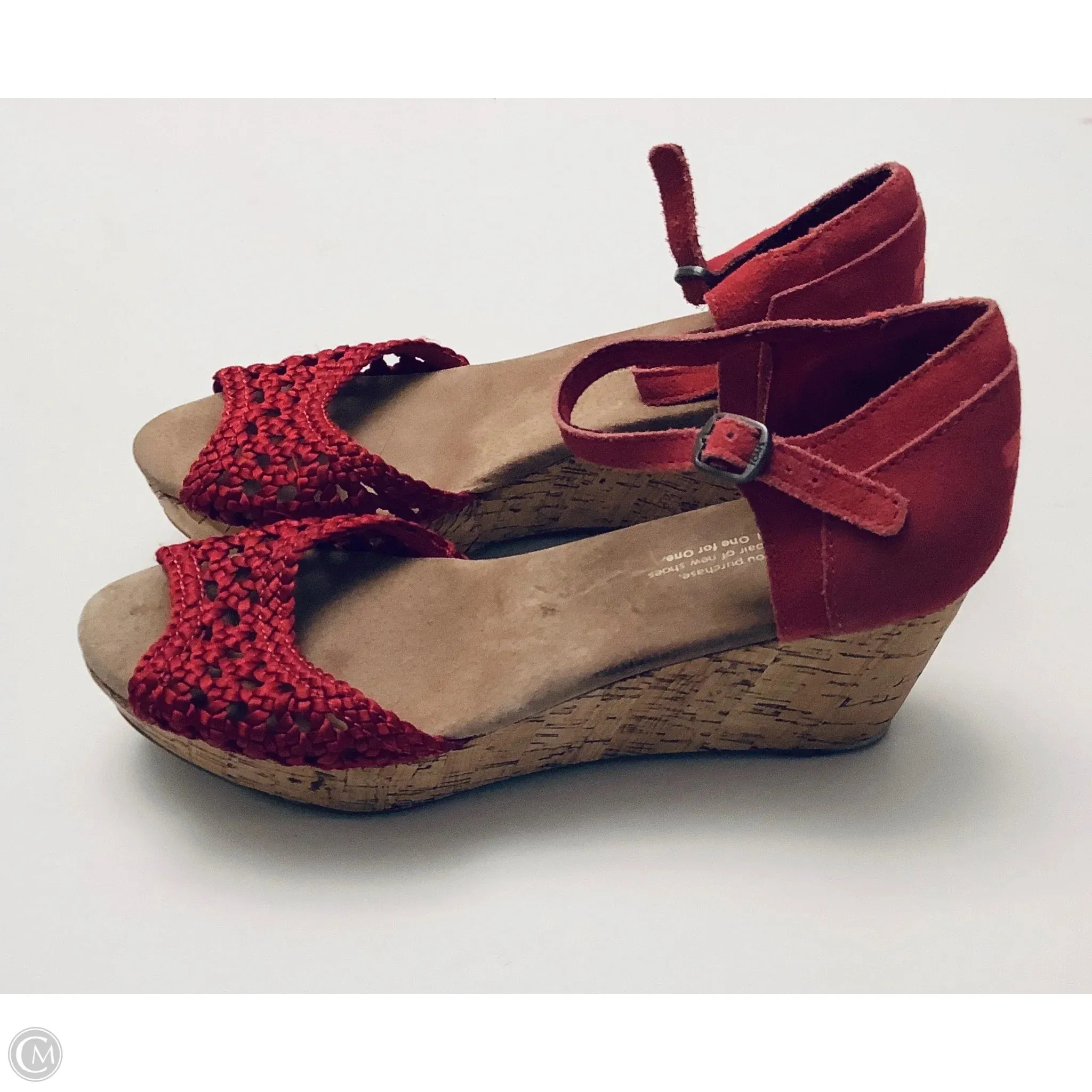 Sandals Heels Wedge By Toms In Red, Size: 7