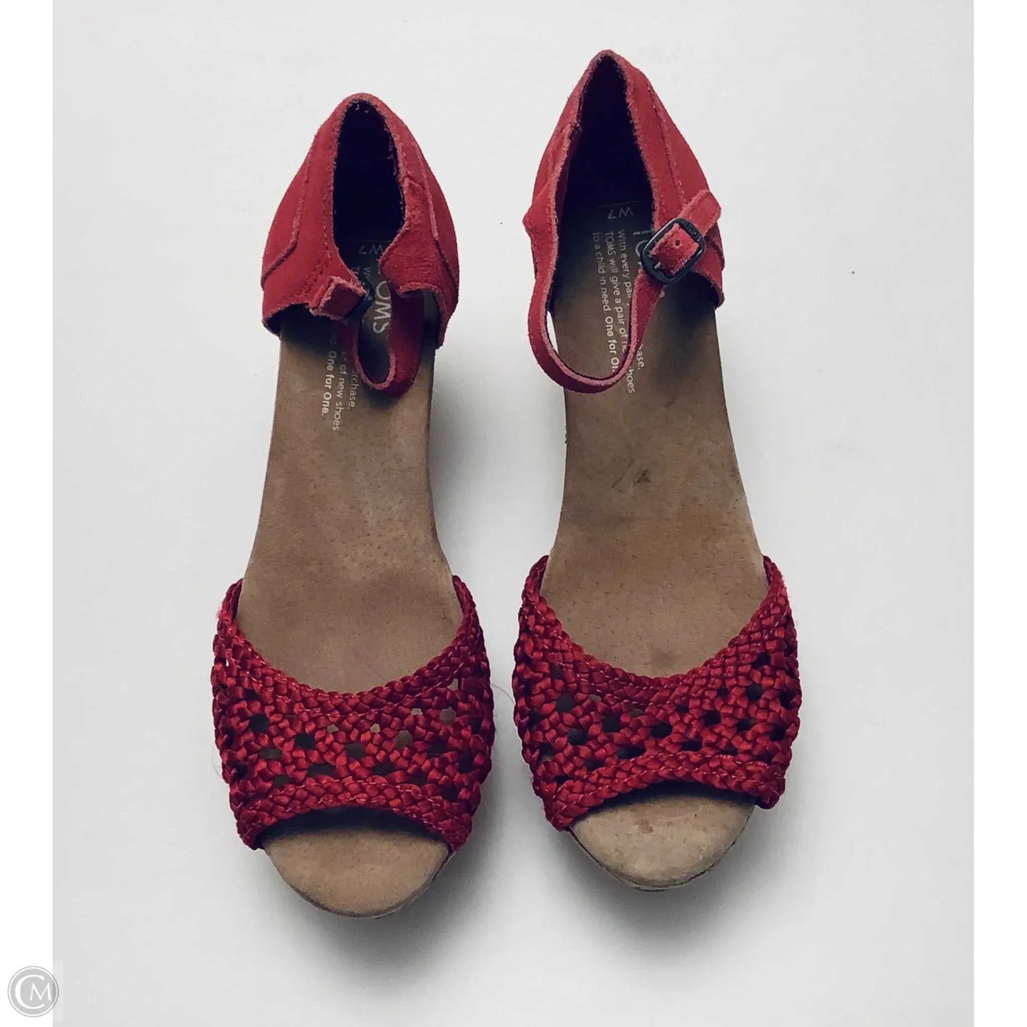 Sandals Heels Wedge By Toms In Red, Size: 7