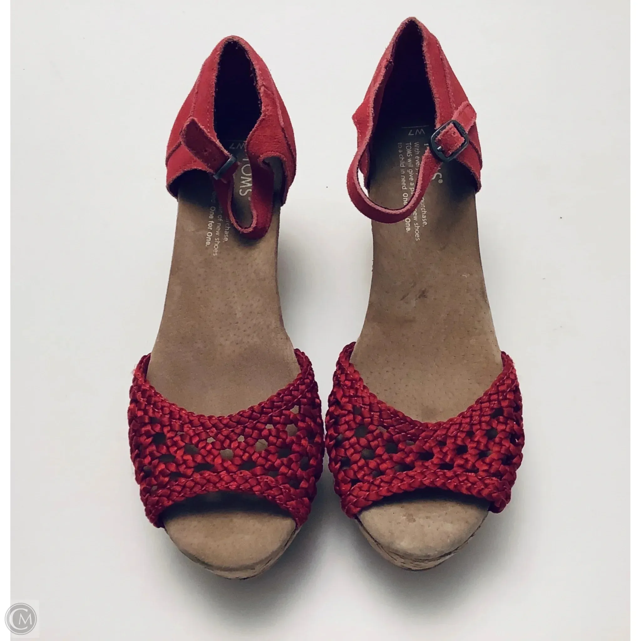 Sandals Heels Wedge By Toms In Red, Size: 7
