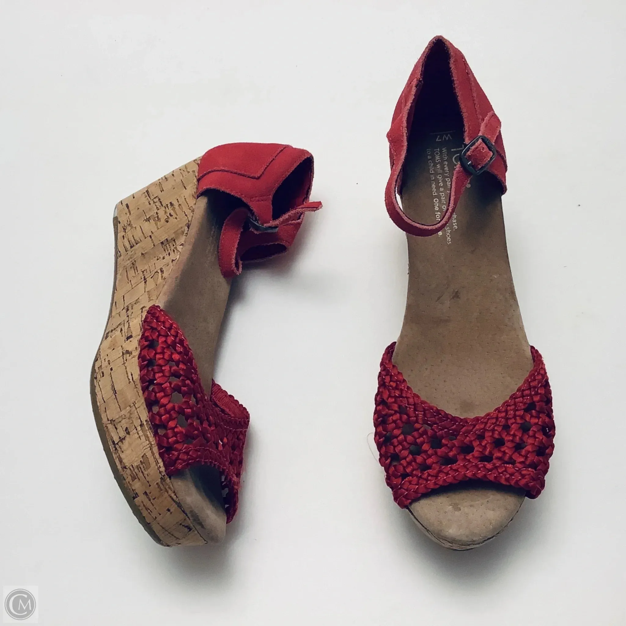 Sandals Heels Wedge By Toms In Red, Size: 7
