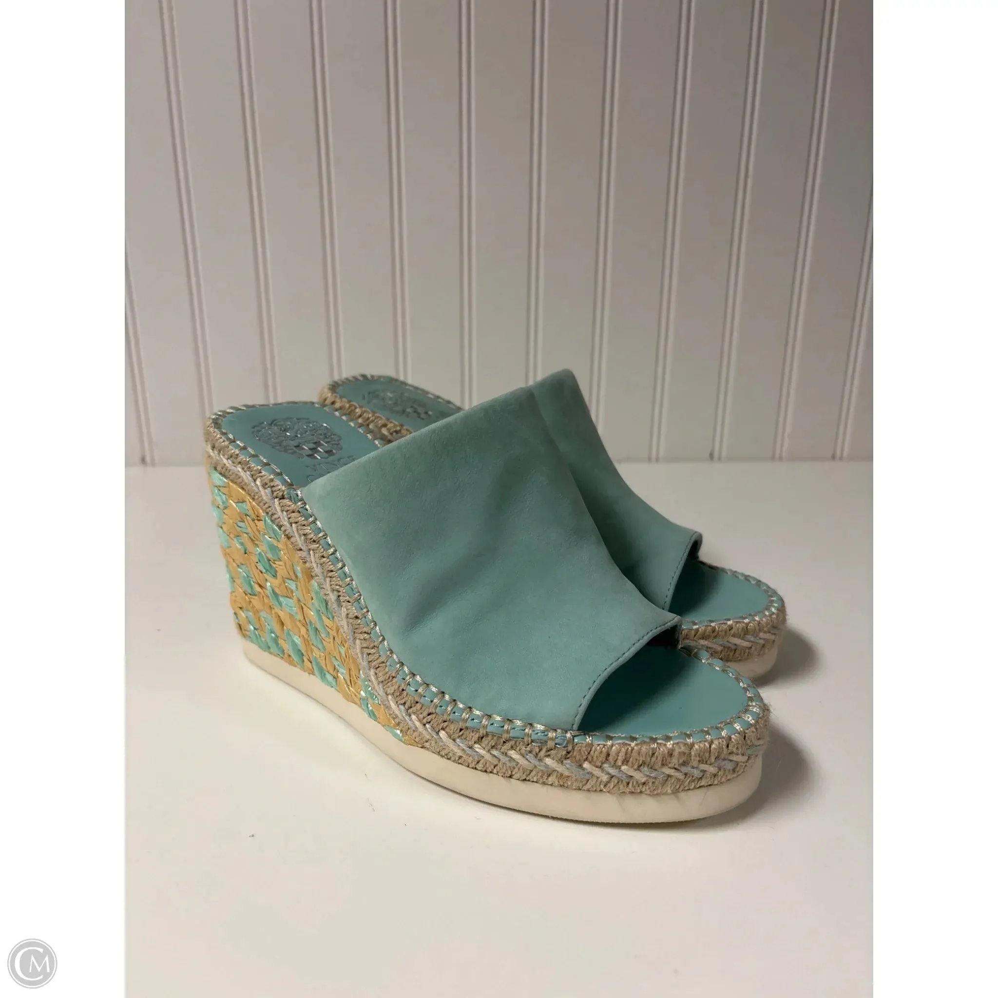 Sandals Heels Wedge By Vince Camuto In Aqua, Size: 6