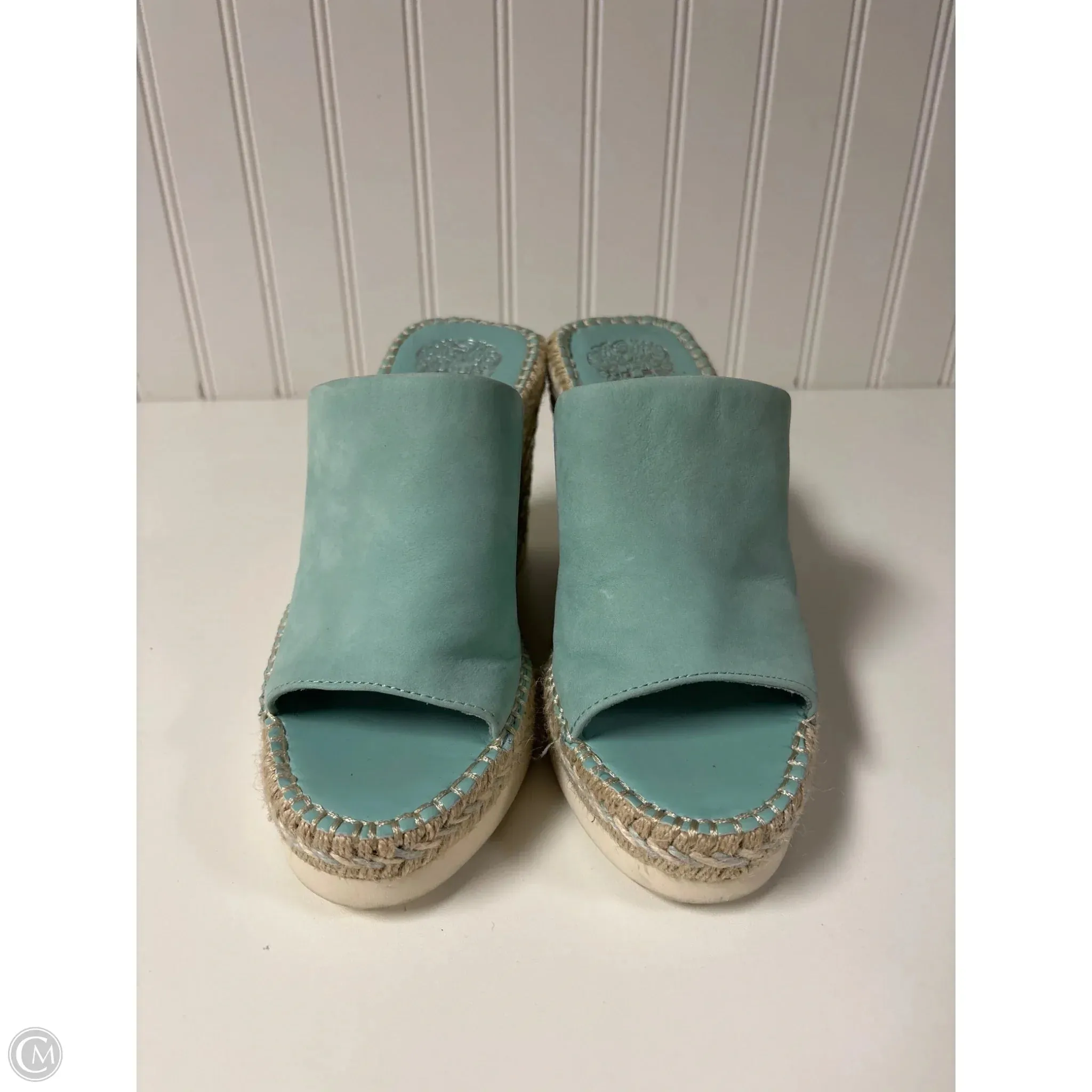 Sandals Heels Wedge By Vince Camuto In Aqua, Size: 6