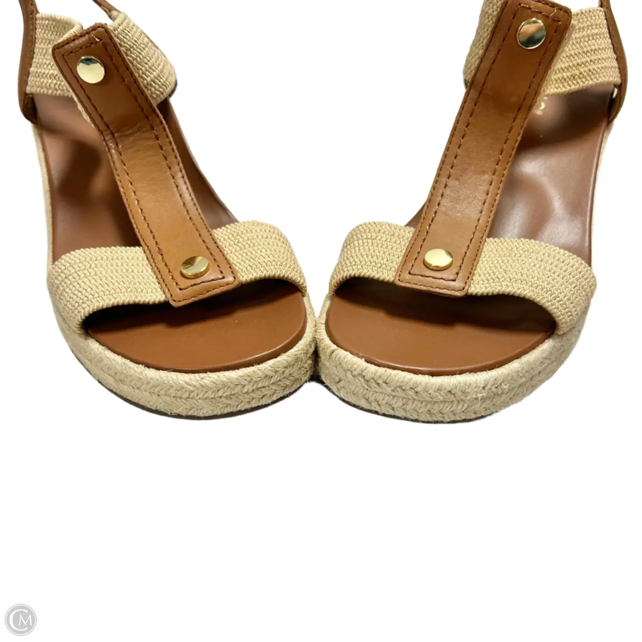 Sandals Heels Wedge By Vionic In Brown & Tan, Size: 9