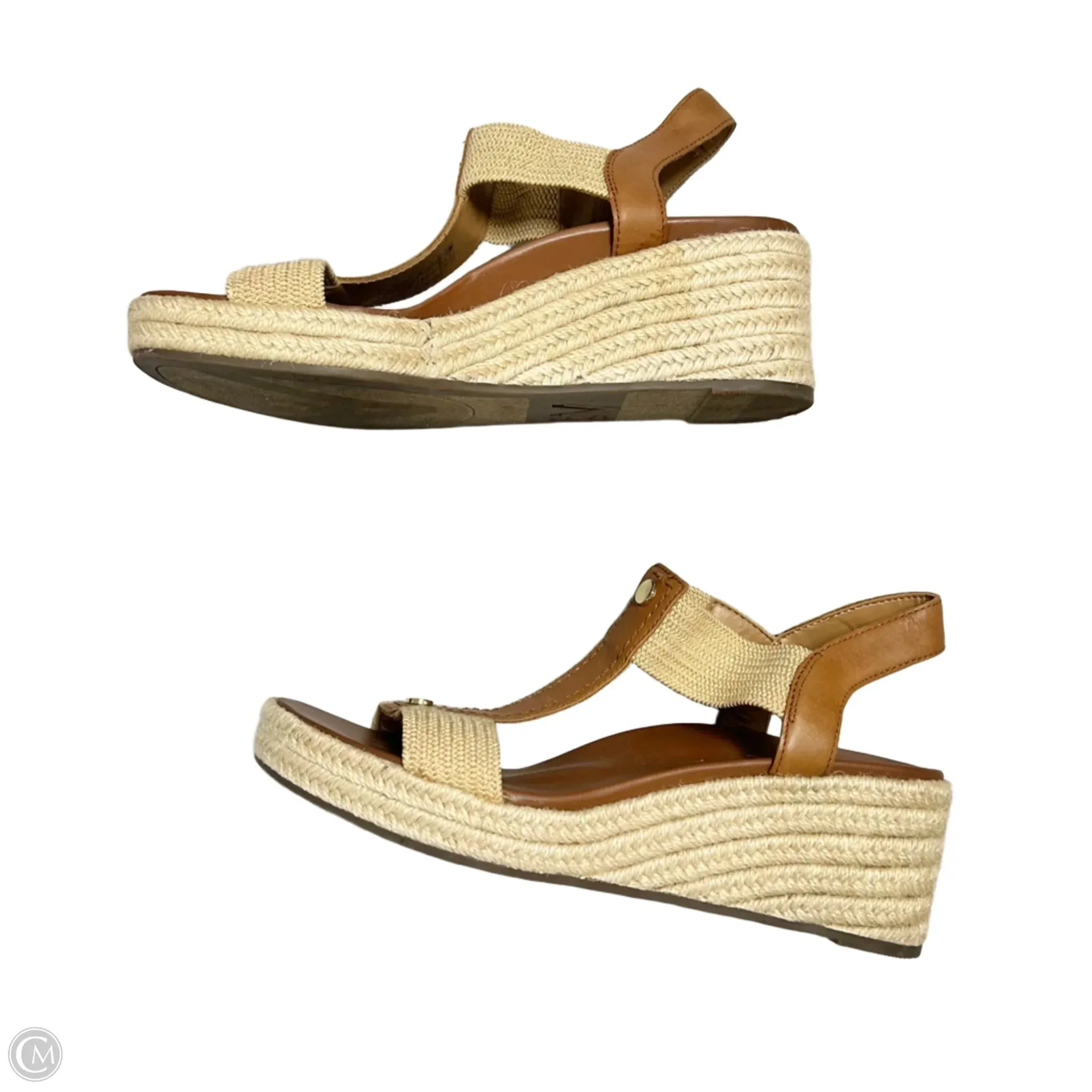 Sandals Heels Wedge By Vionic In Brown & Tan, Size: 9