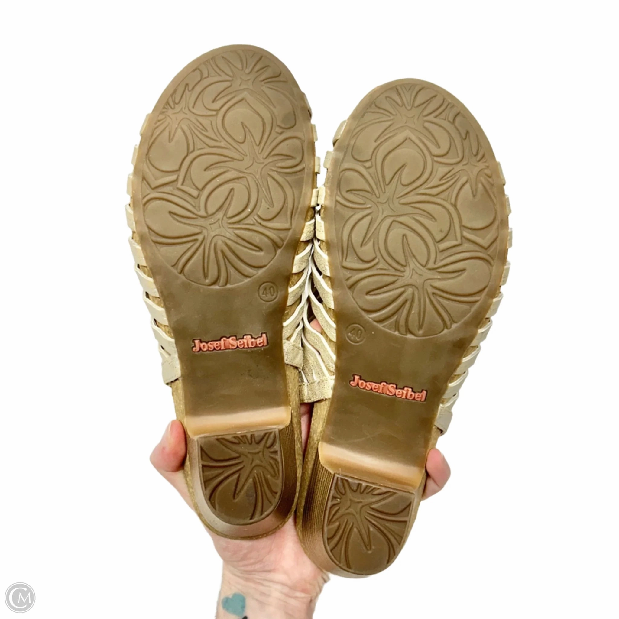 Sandals Heels Block By Josef Seibel In Gold, Size: 9.5
