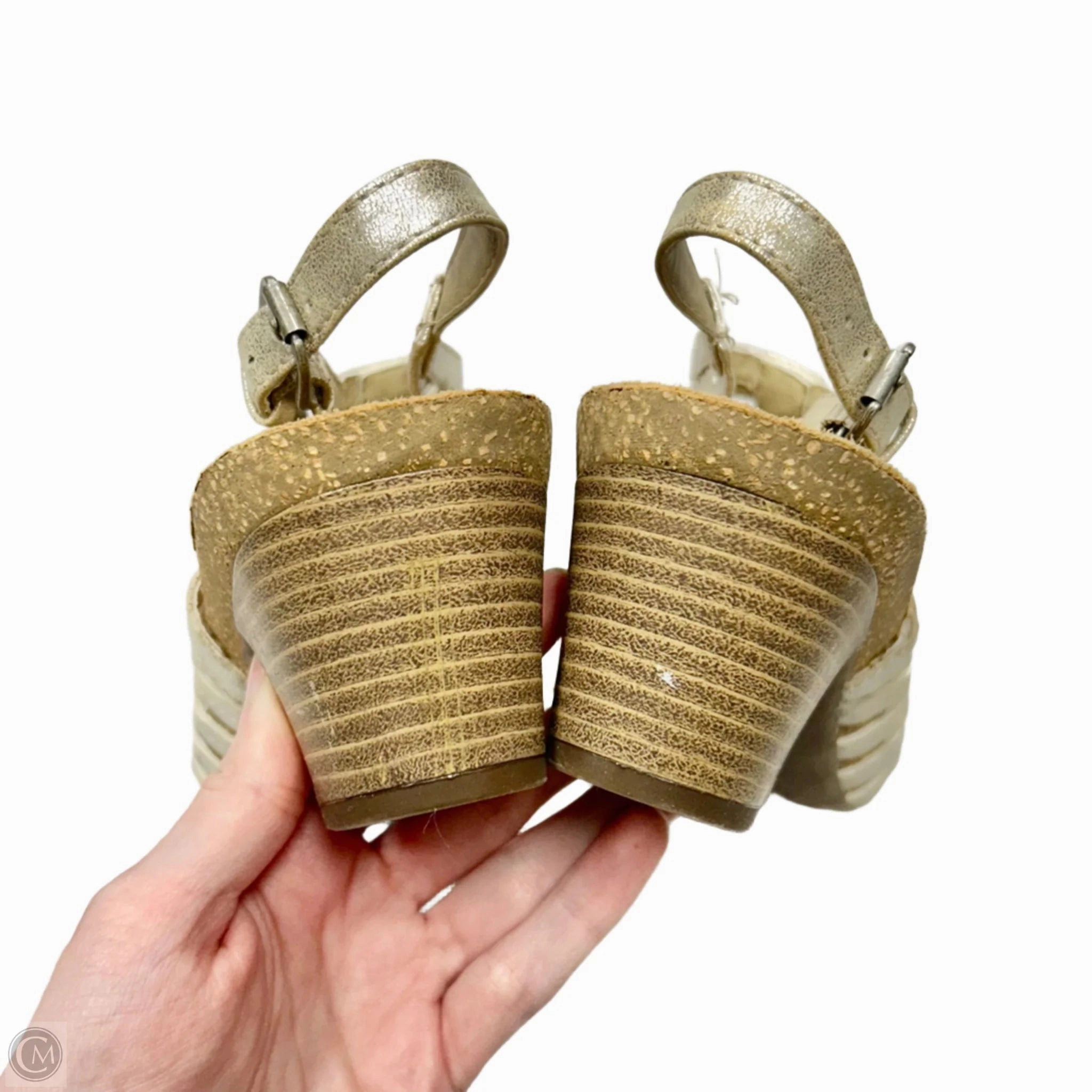 Sandals Heels Block By Josef Seibel In Gold, Size: 9.5