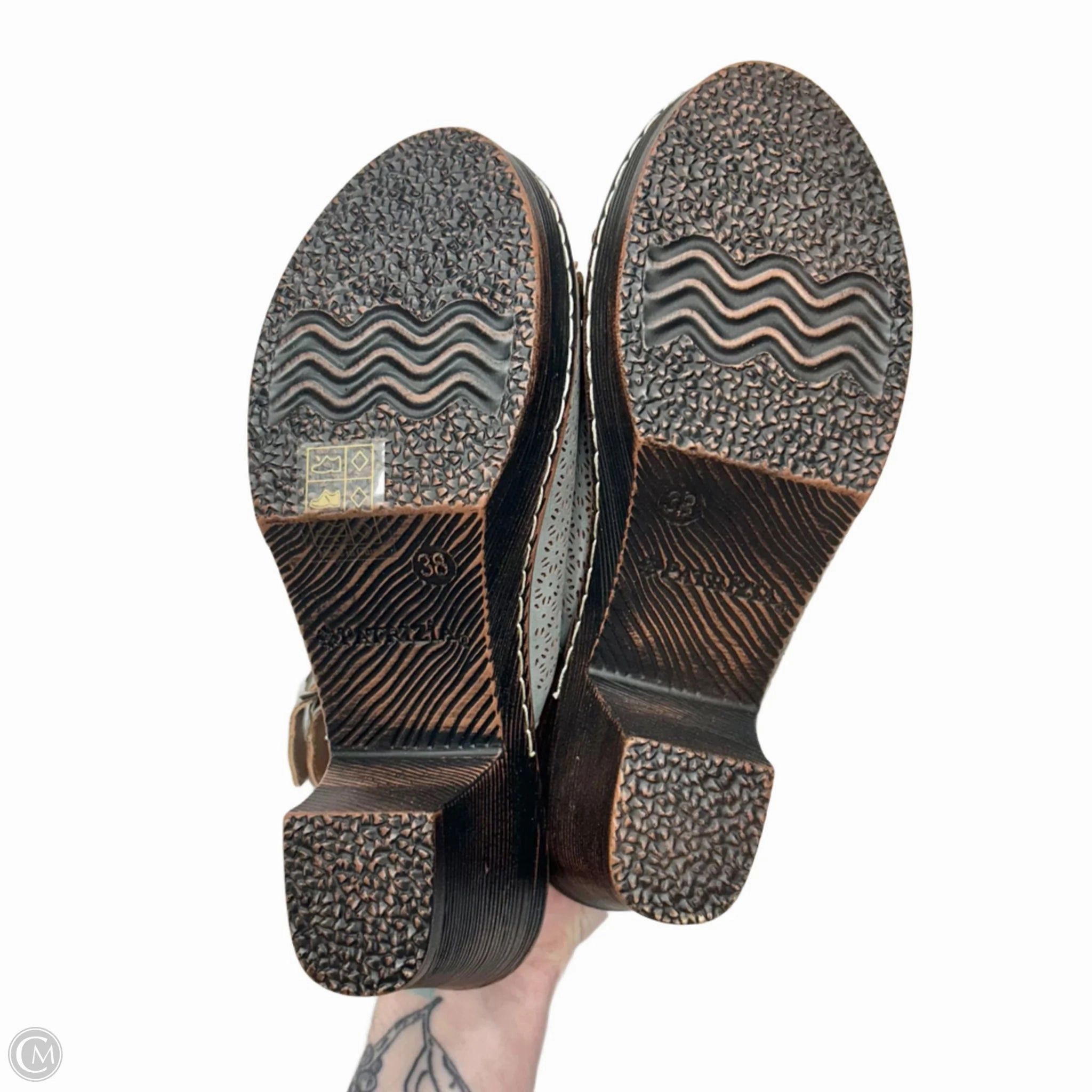 Sandals Heels Block By Spring Step In Blue, Size: 8